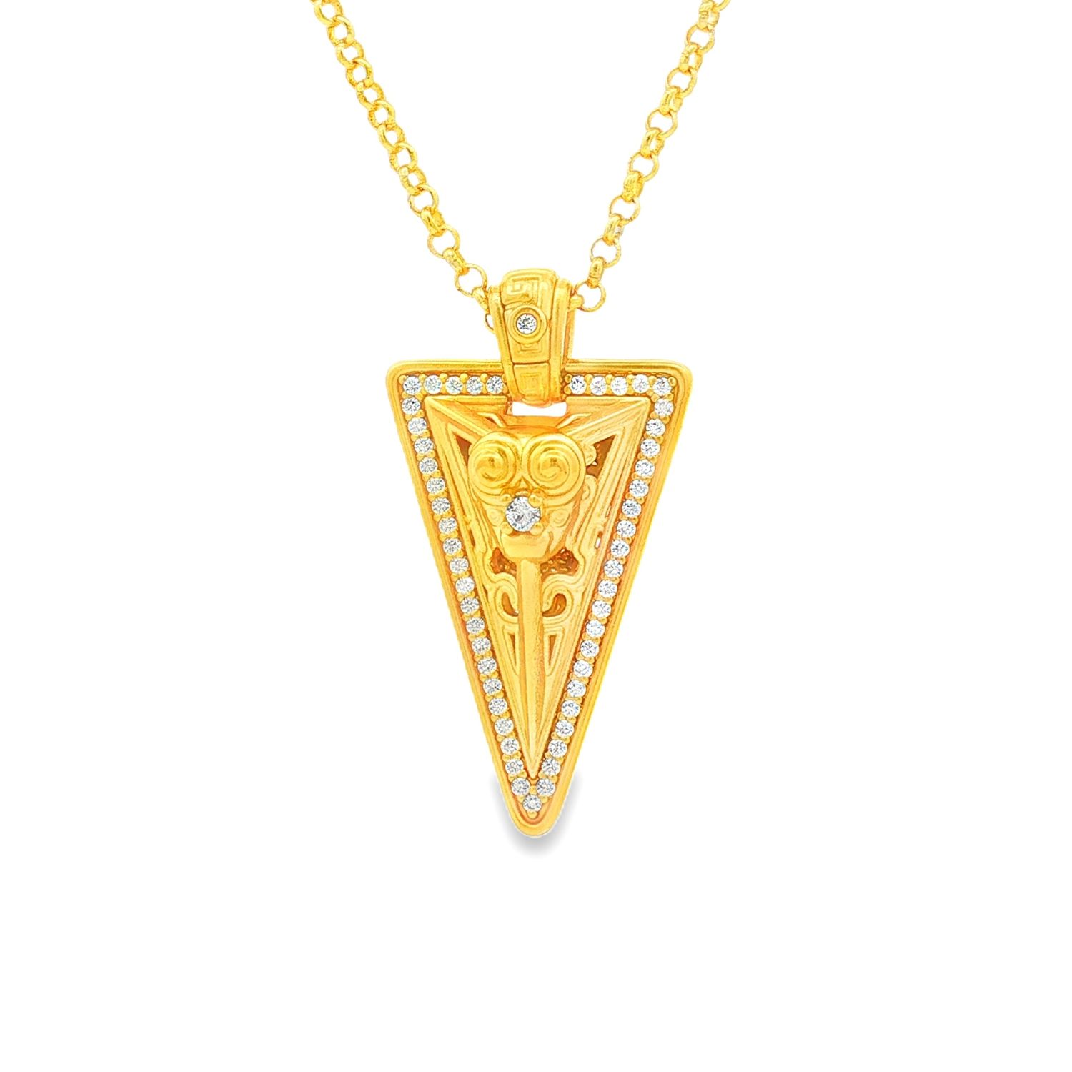 24K 5D Pure Gold Cubic Zirconia Pendant ZYJ0008