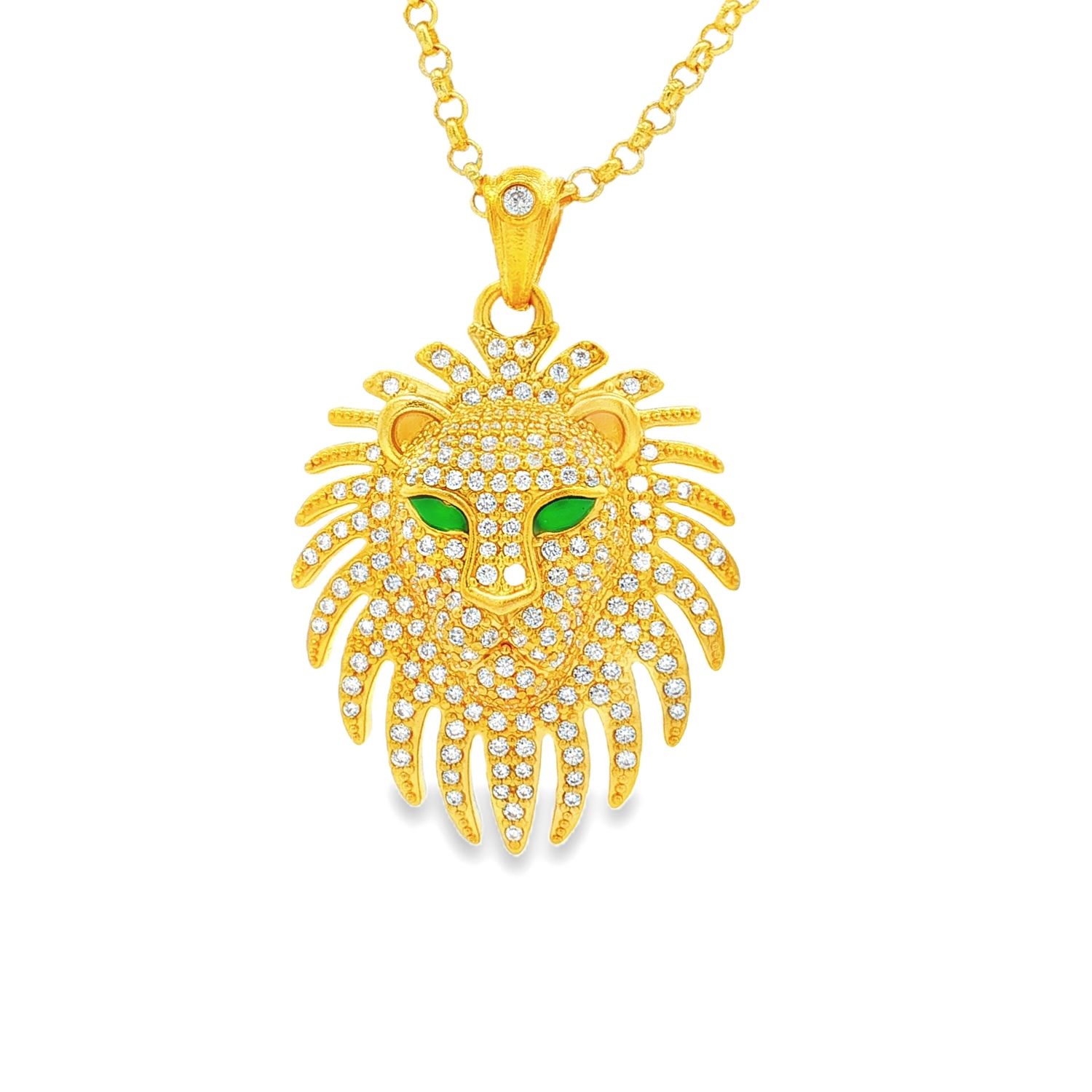 24K 5D Pure Gold Cubic Zirconia Lion Pendant ZYJ0012