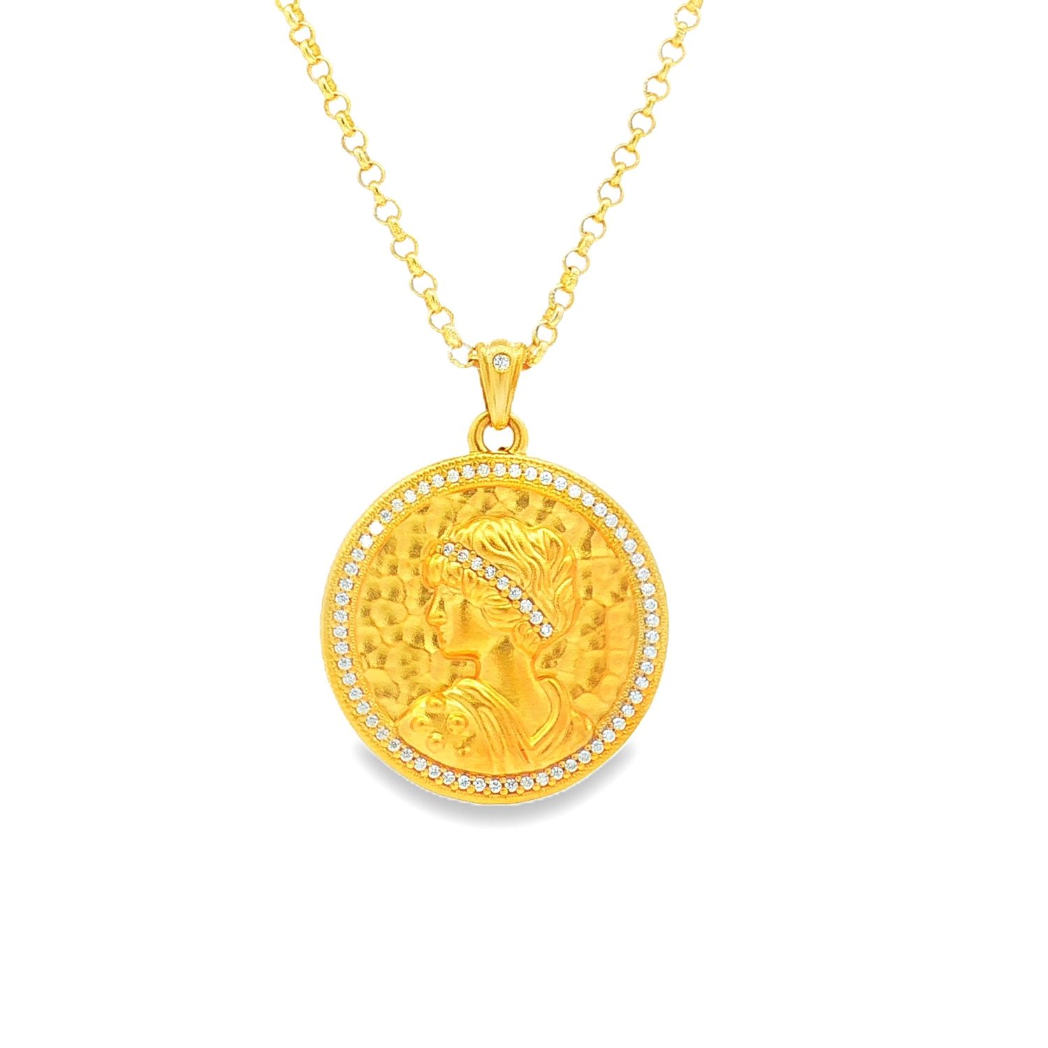 24K 5D Pure Gold Cubic Zirconia Pendant ZYJ0017