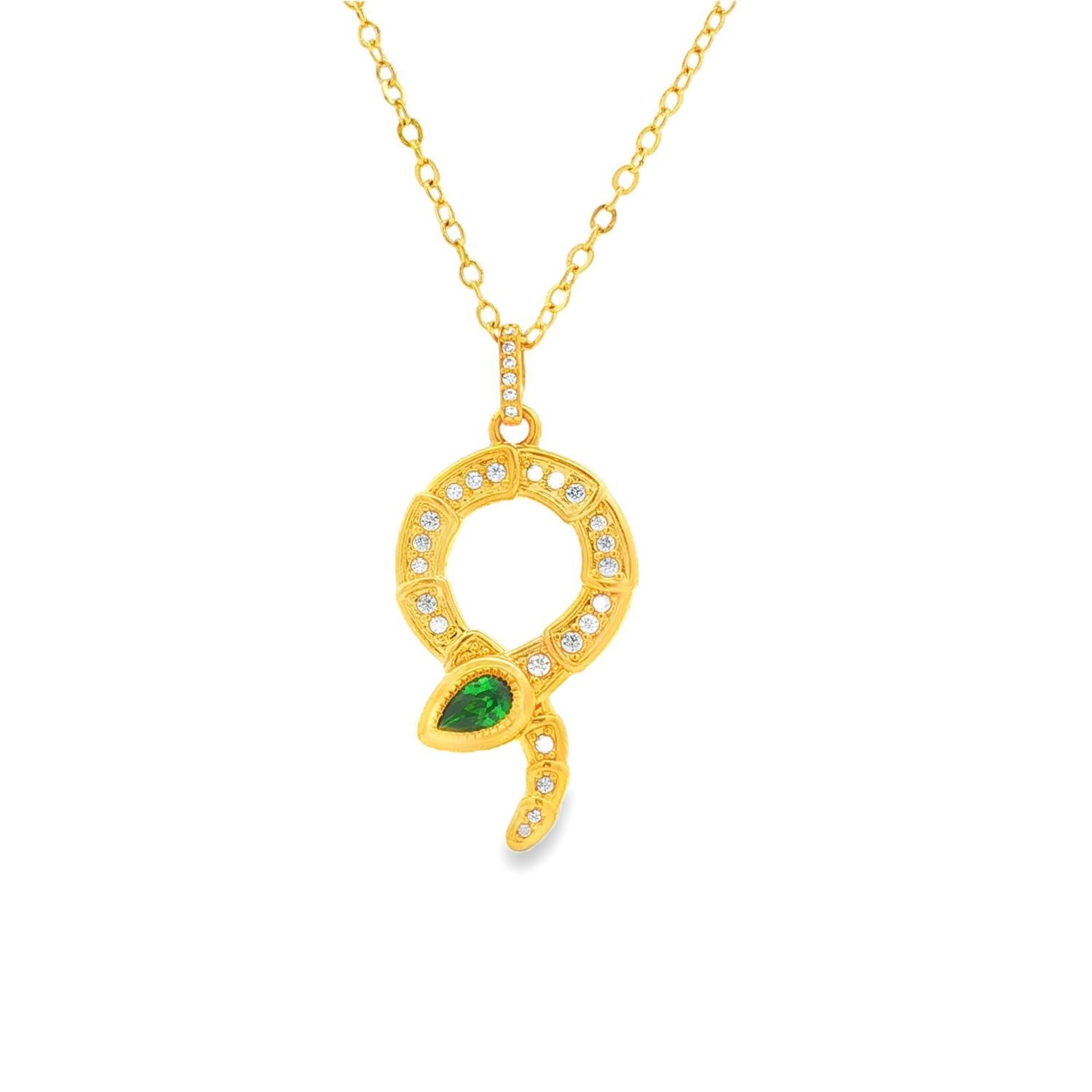24K 5D Pure Gold Cubic Zirconia Snake Pendant ZYJ0010