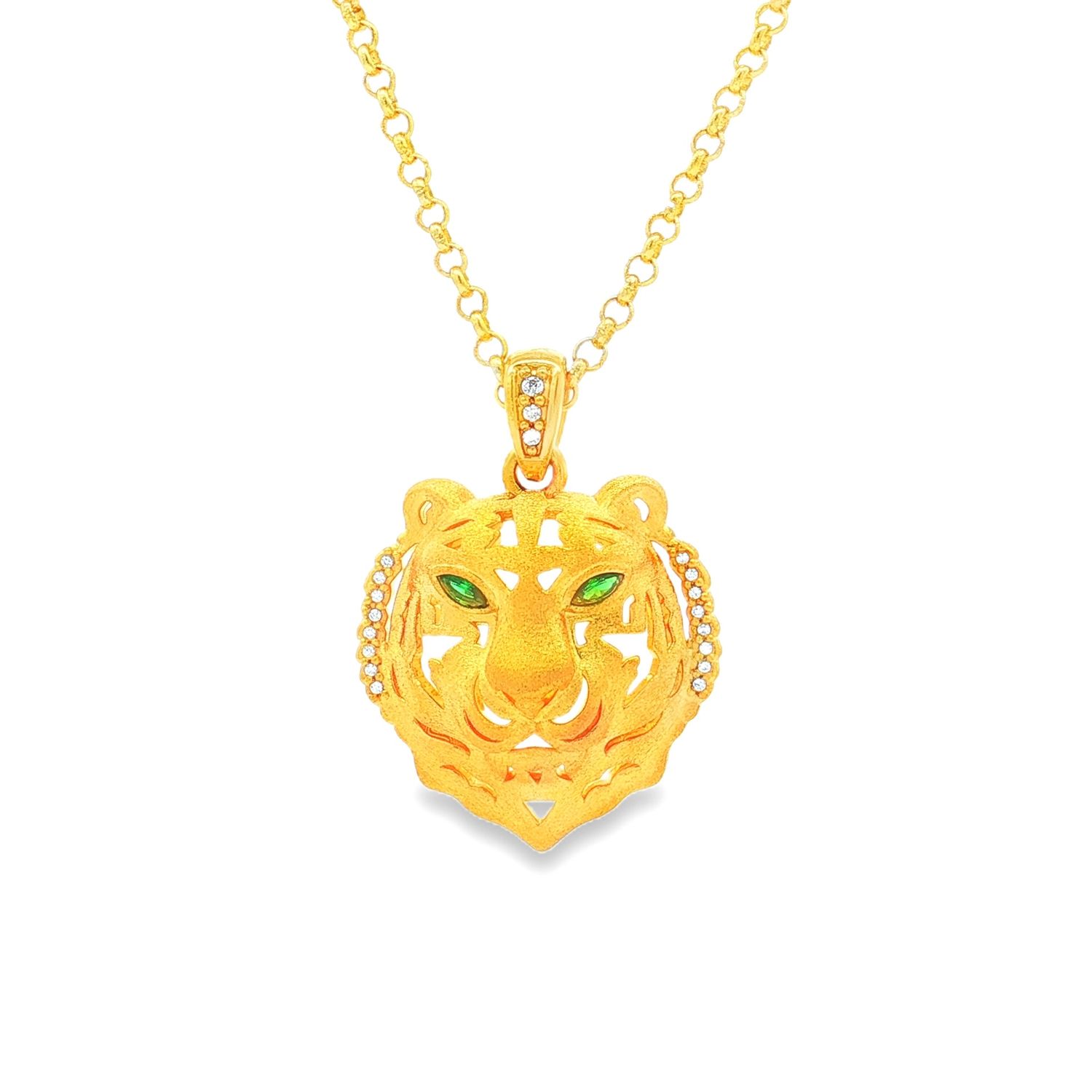 24K 5D Pure Gold Cubic Zirconia Tiger Pendant ZYJ0015