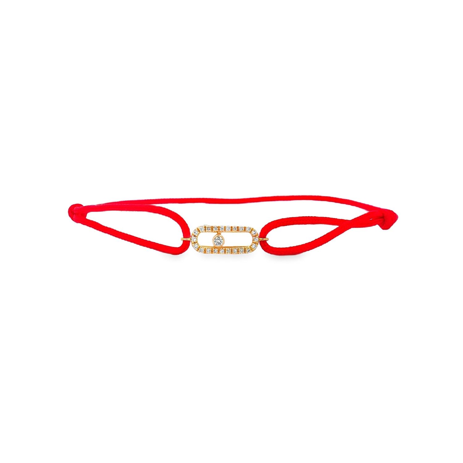 18K Yellow Gold Lab Grown Diamond Red Cord Bracelet JL0001