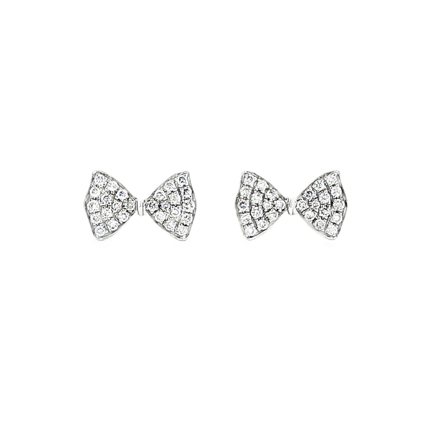 18K White Gold Lab Grown Diamond Bow-Shape Stud Earrings YM0003