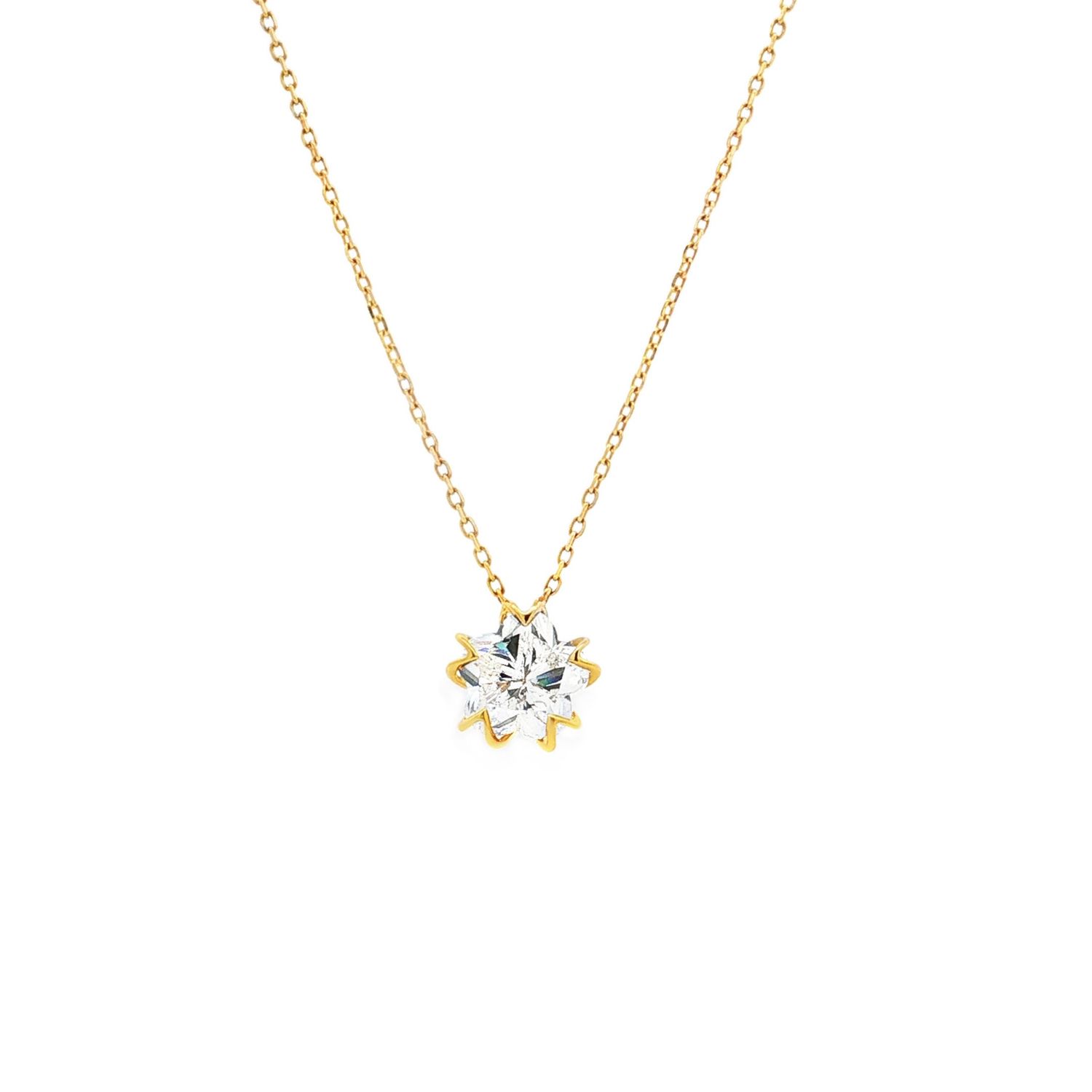 18K Yellow Gold Lab Grown IGI Five-Cut Diamond Collarbone Necklace YM0005