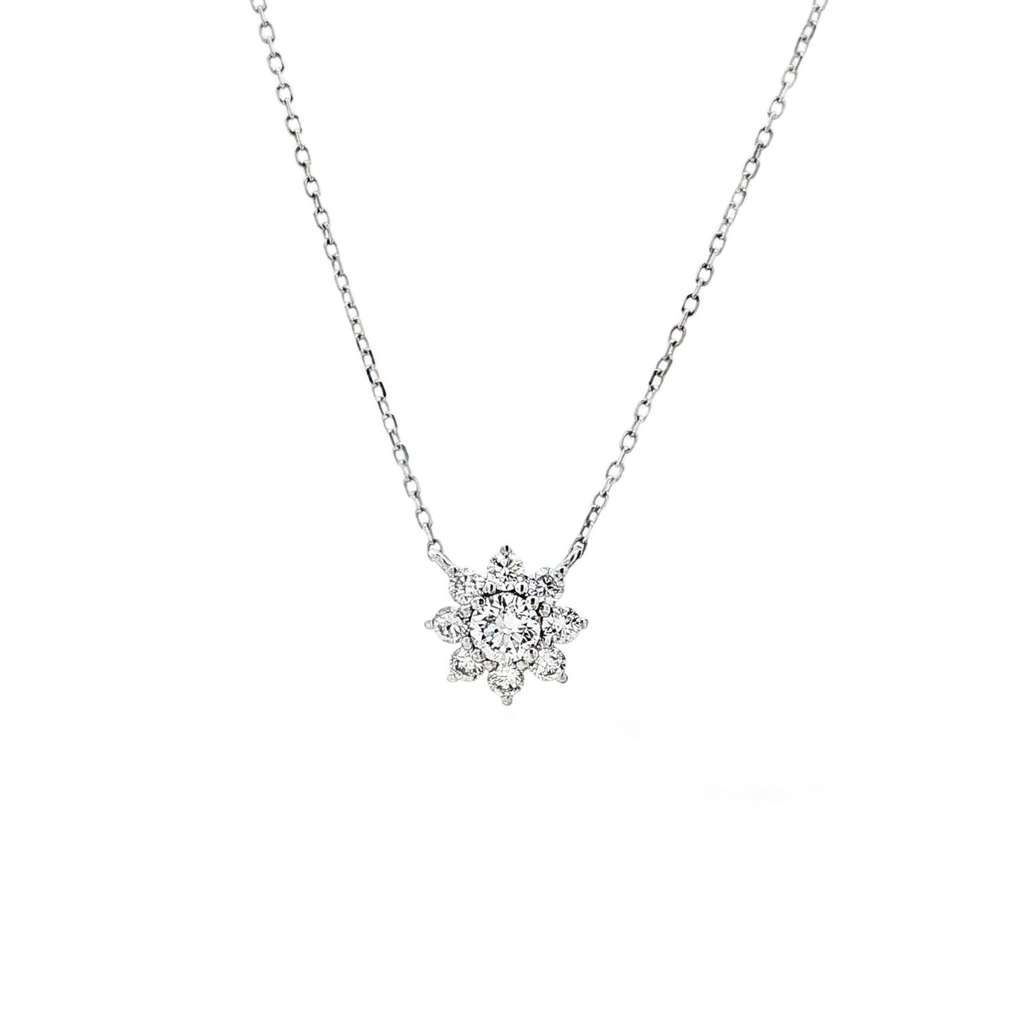 18K White Gold Lab Grown Round Diamond Elegant Collarbone Necklace YM0004