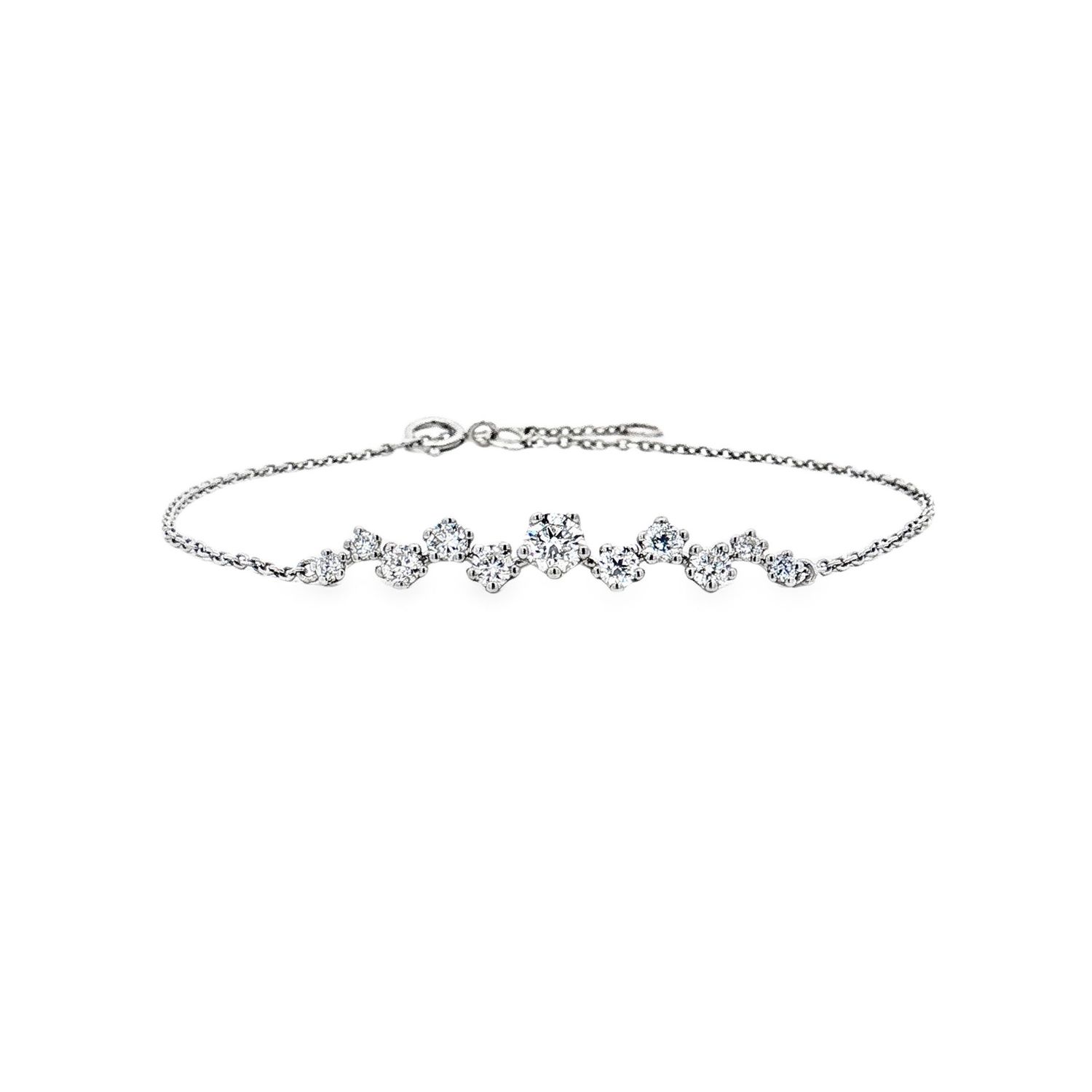 18K White Gold Lab Grown Round Diamond Star Cluster Bracelet YM0014