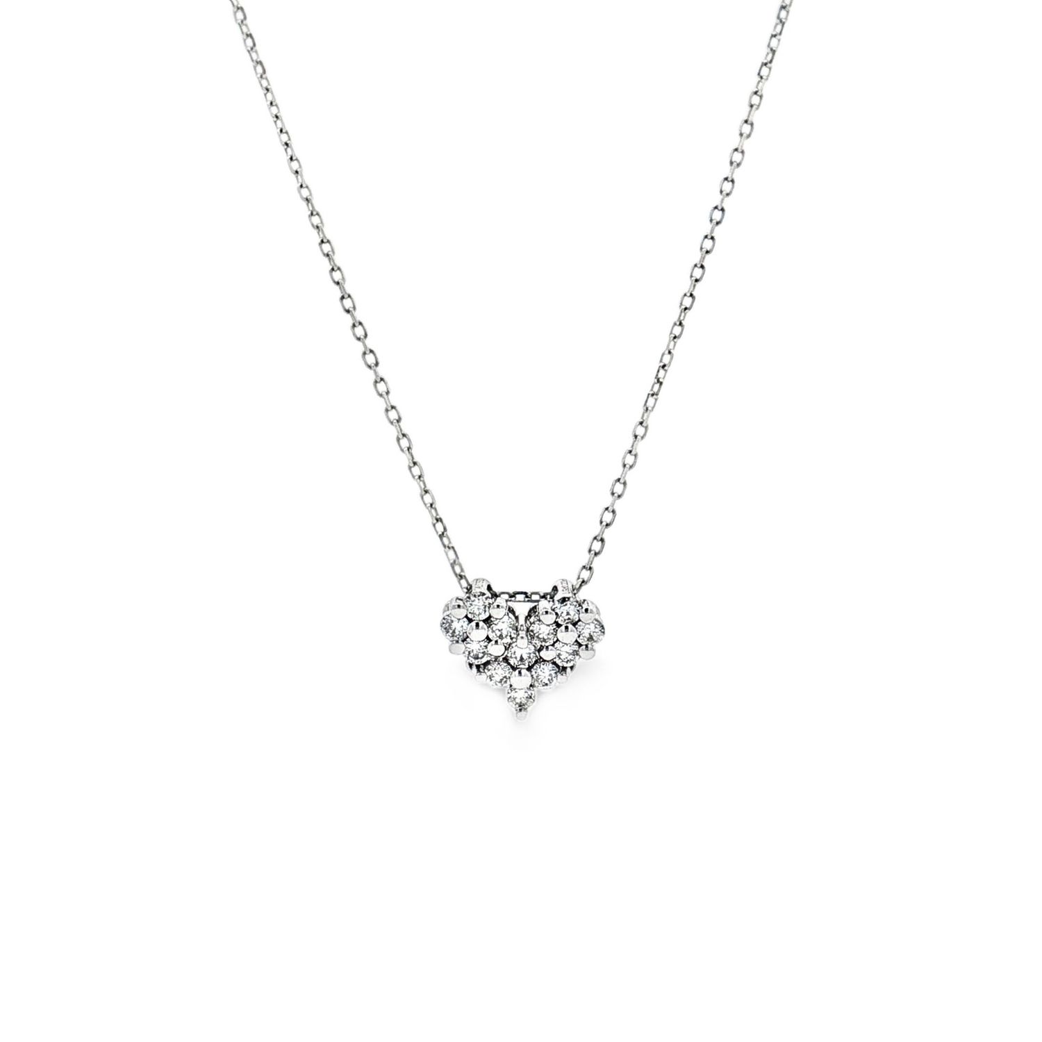 18K White Gold Lab Grown Diamond Heart-Shaped Elegant Collarbone Necklace YM0009