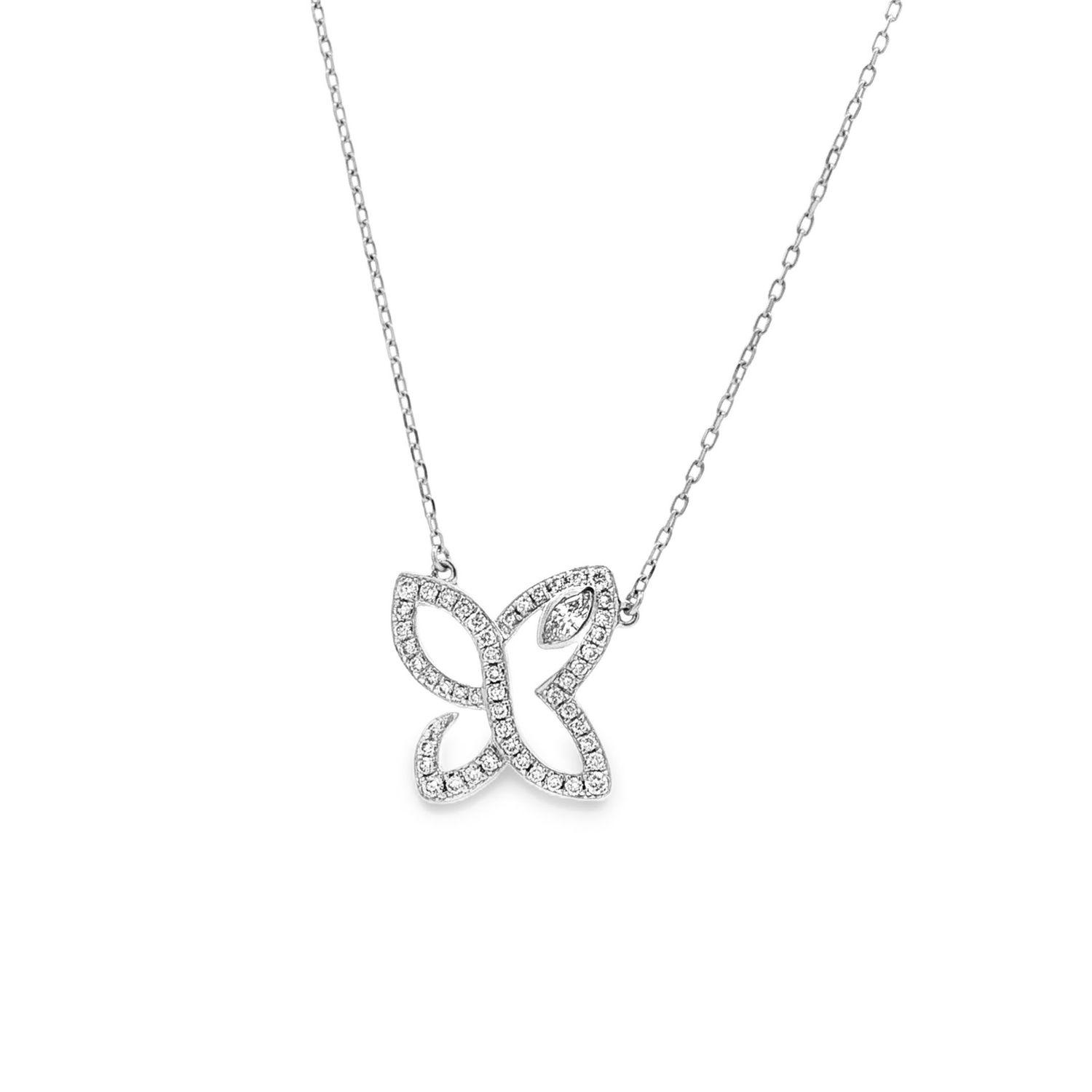 Platinum Lab Grown Diamond Butterfly Elegant Collarbone Necklace LF0007