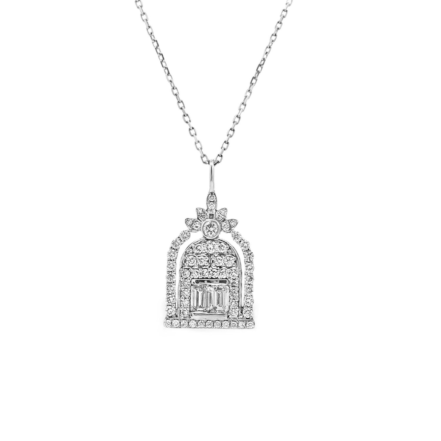 Platinum Lab Grown Diamond "Wish Gate" Necklace LF0010