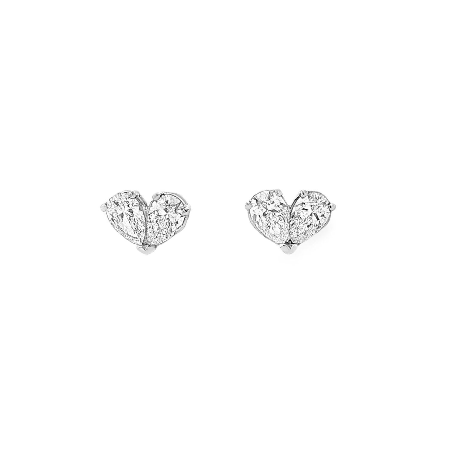 Platinum Lab Grown Pear-Shape Diamond Heart Stud Earrings LF0004