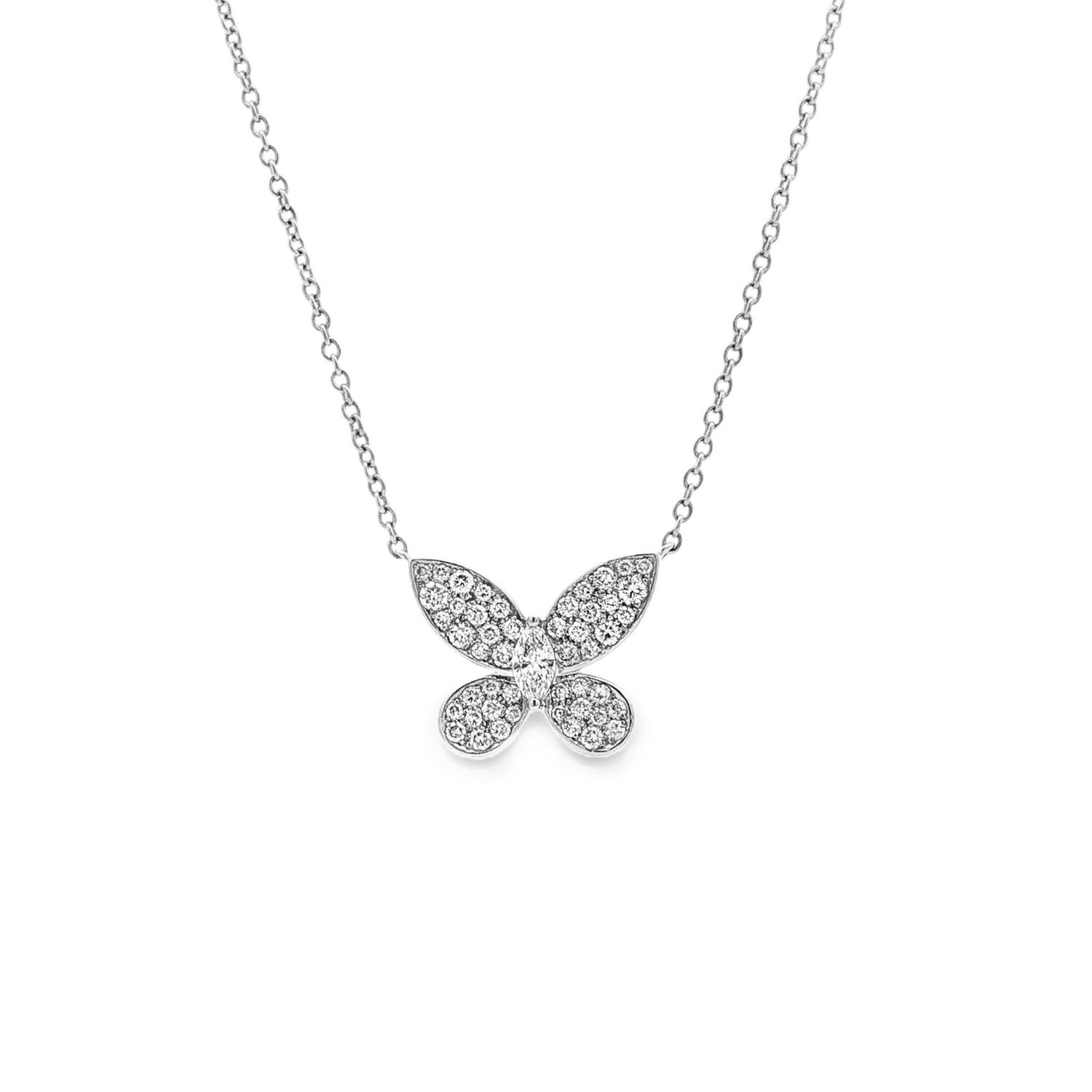 Platinum Lab Grown Diamond Butterfly Elegant Necklace JP0002