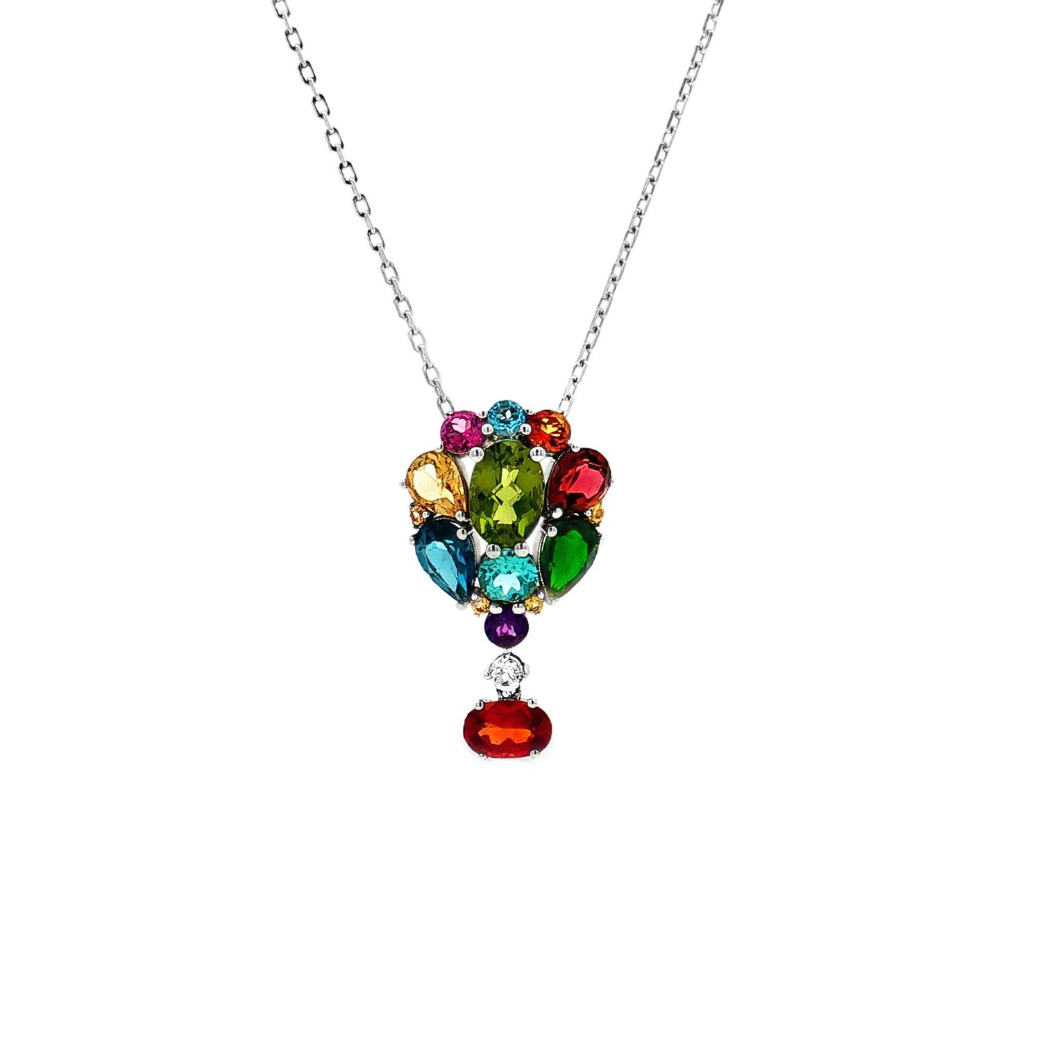 18K White Gold Natural Gemstone Dream Chaser Series Balloon Pendant KN0004