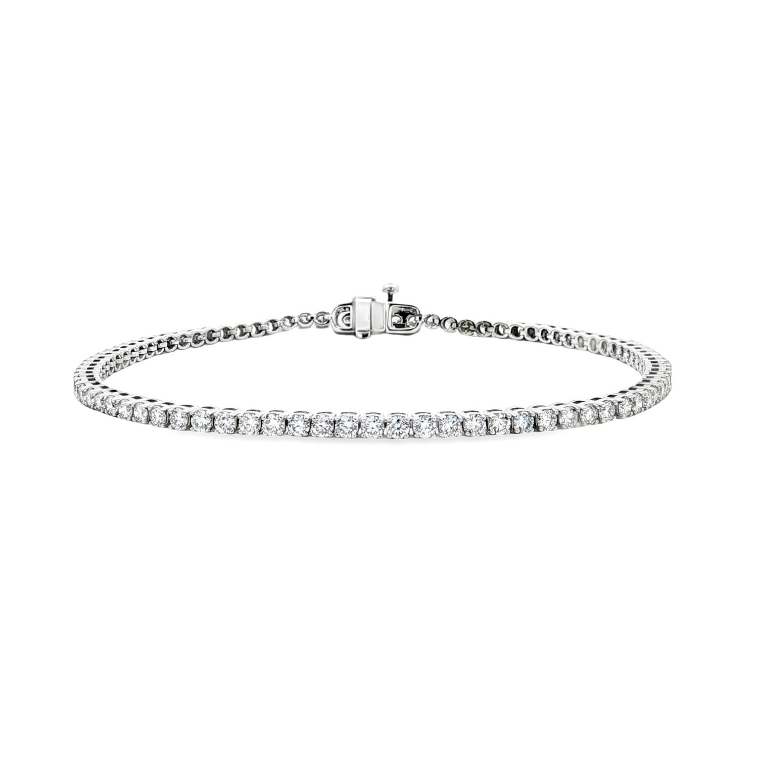 14K White/Yellow Gold Classic Lab Grown Round Diamond Tennis Bracelet MZ30504-3.5CT, Colour: 14KW-8.23g-3.691ct-LG