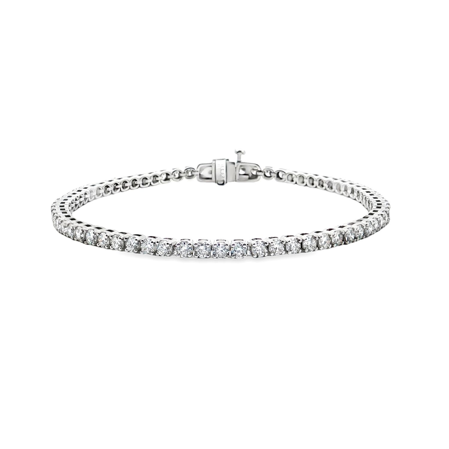14K White/Yellow Gold Classic Lab Grown Round Diamond Tennis Bracelet MZ30504-4CT, Colour: 14KW-8.53g-4.033ct-LG