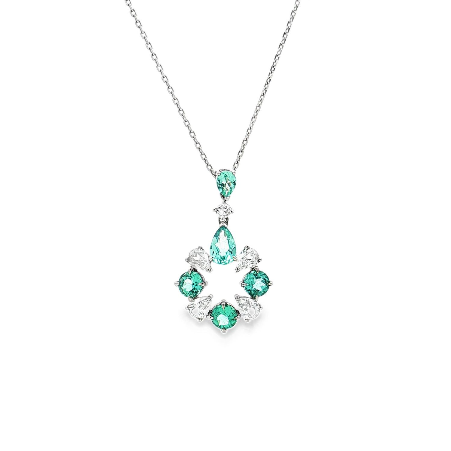 18K White Gold Apatite Hyacinth Water Series Pendant KN0013
