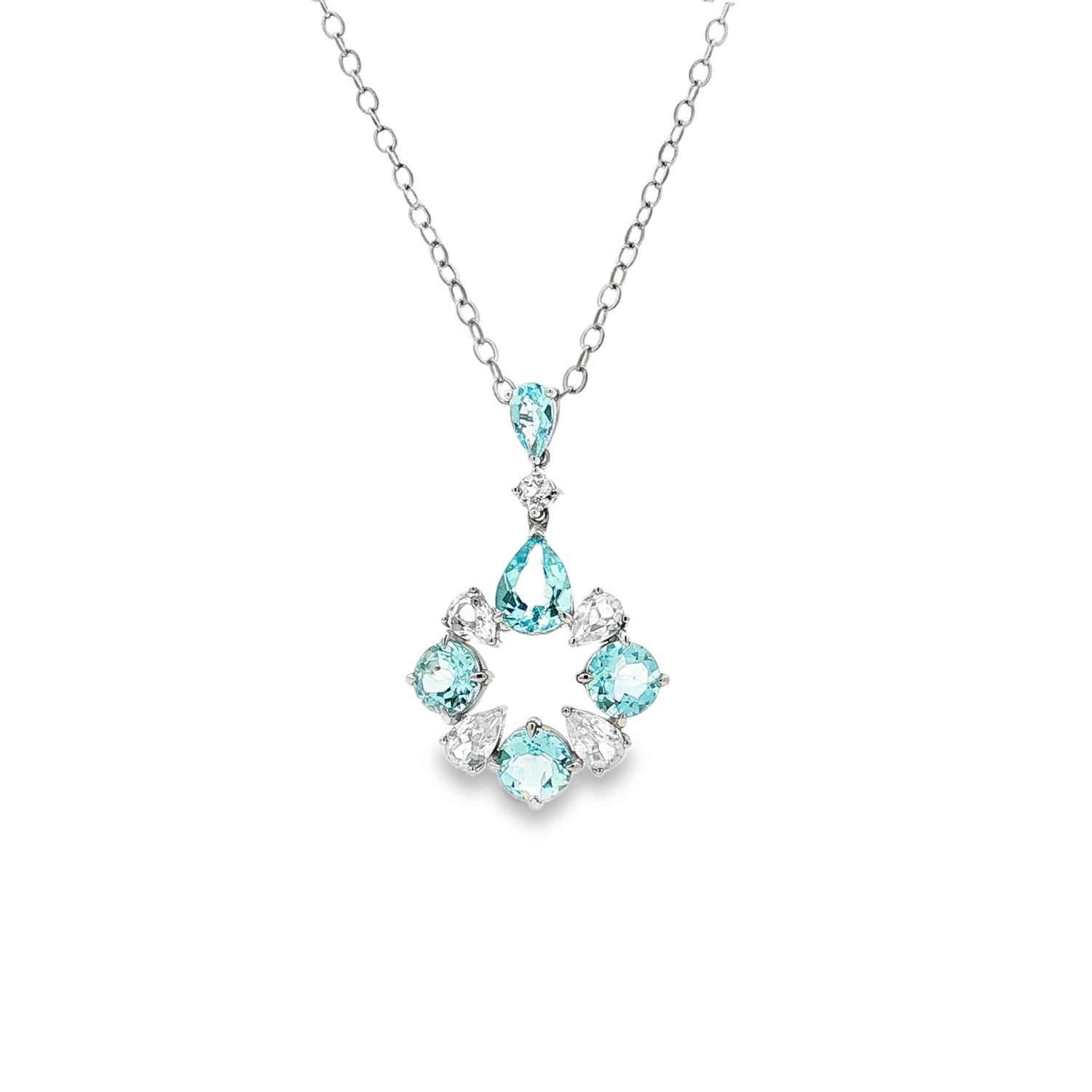 18K White Gold Aquamarine Hyacinth Water Series Pendant KN0014