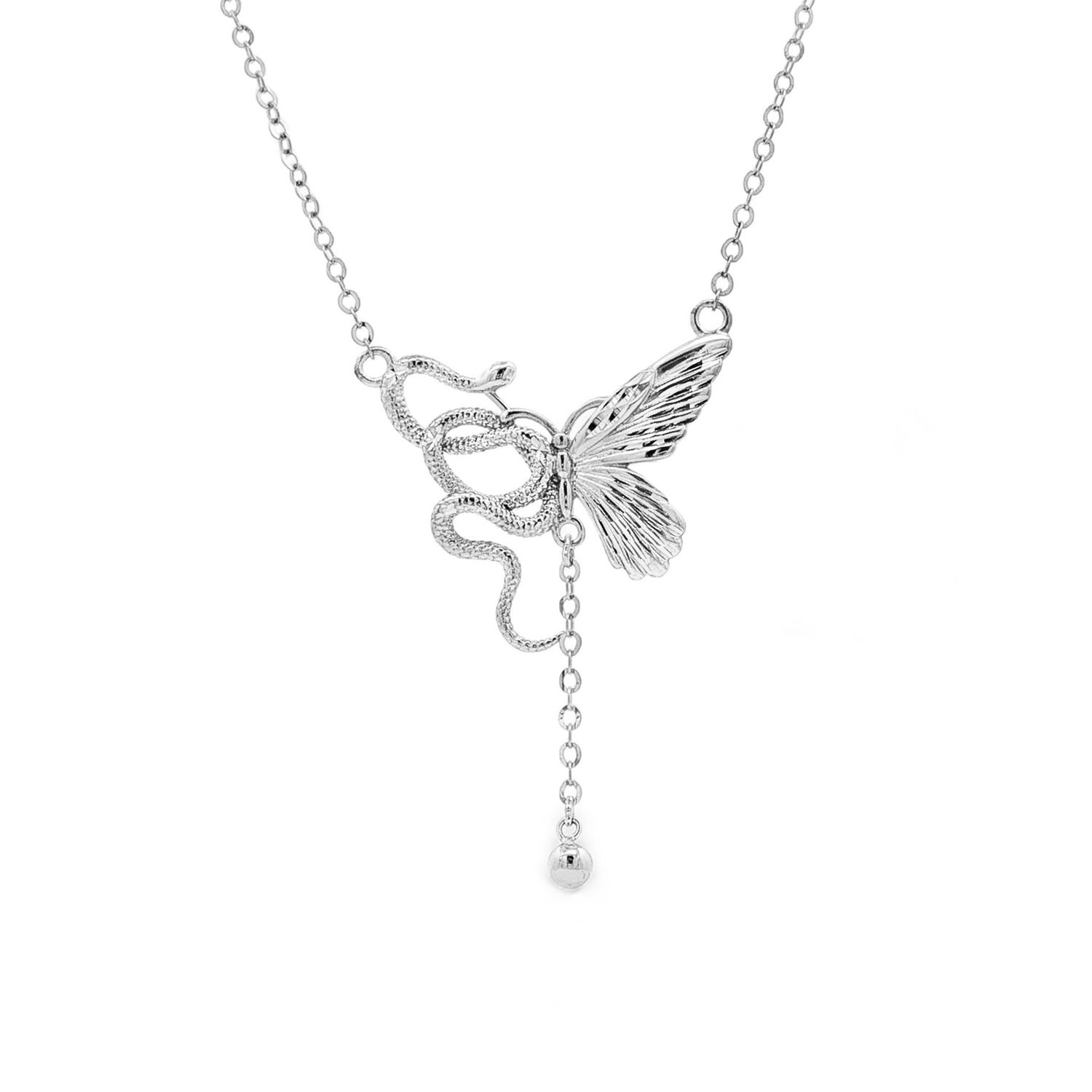 PT950 Platinum Snake and Butterfly Flexible Necklace BJY0002