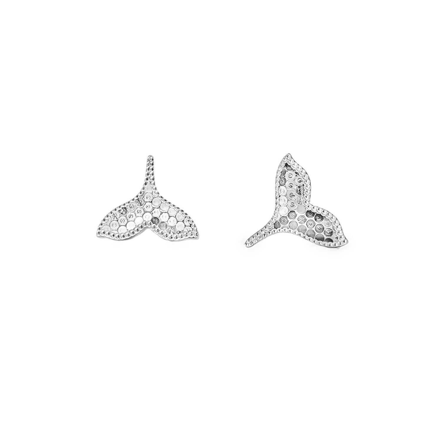 PT950 Platinum Mermaid Tail Stud Earring BJY0014