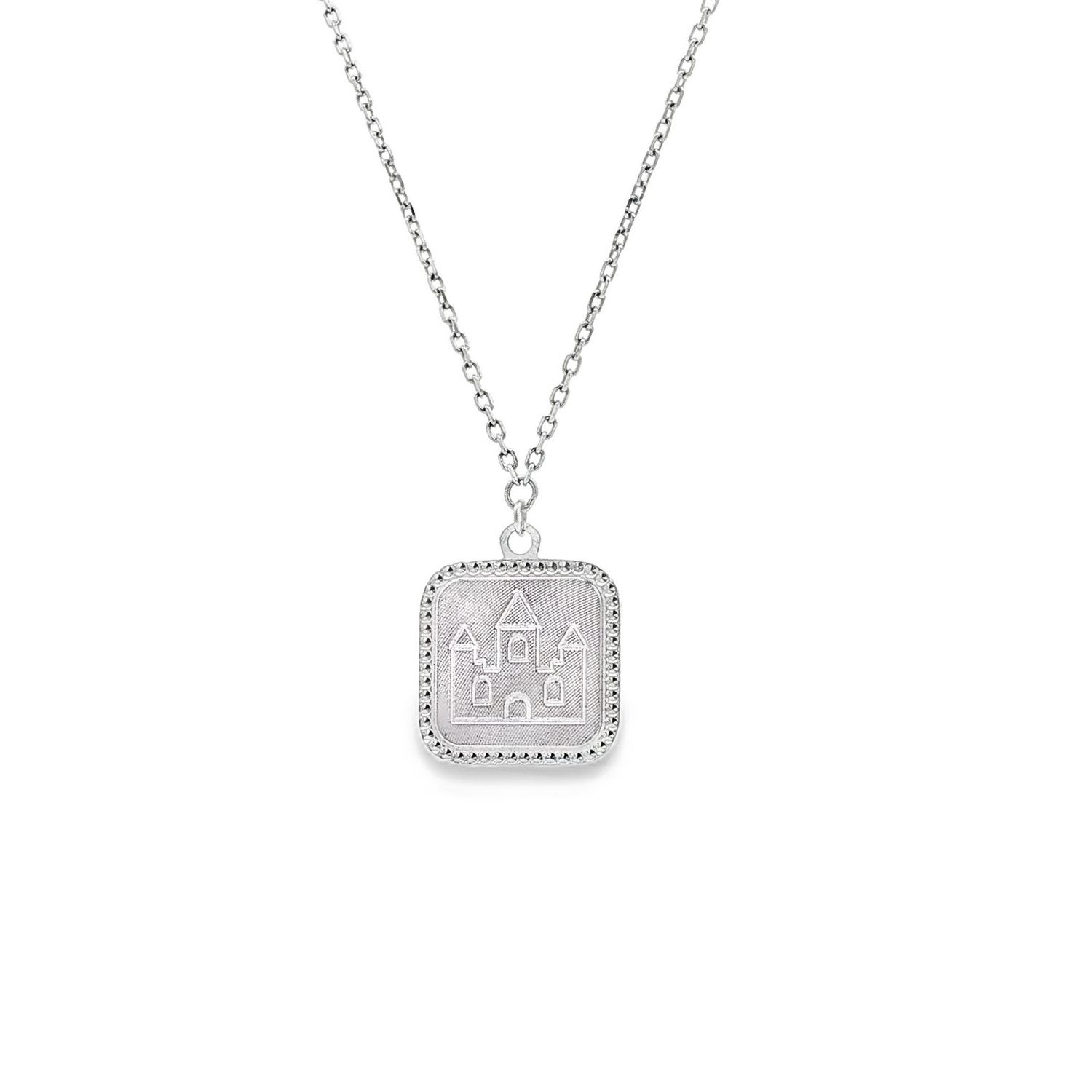 PT950 Platinum Fairy Castle Double-sided Square Necklace BJY0008