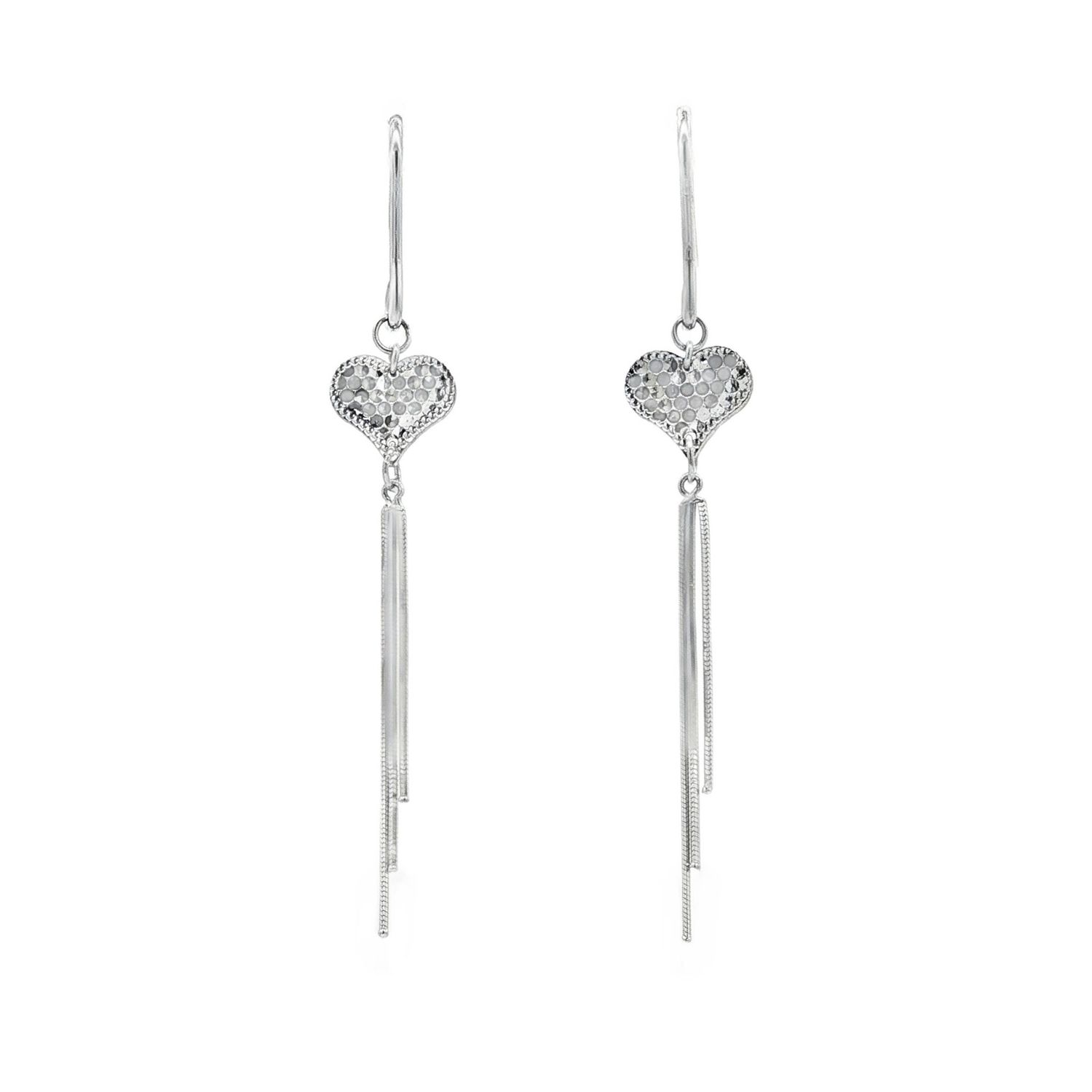 PT950 Platinum Heart Tassel Drop Earring BJY0015
