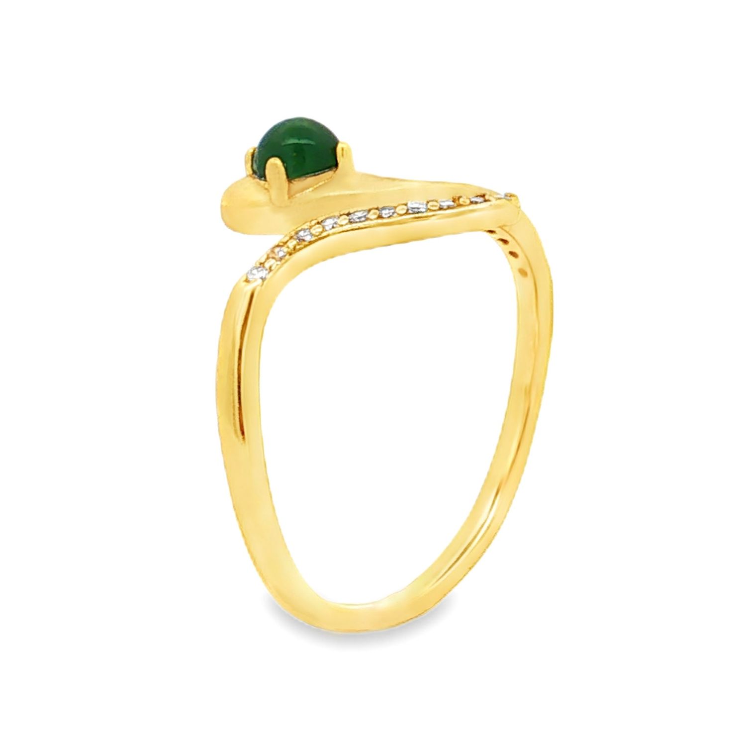 925 Silver Jadeite Cubic Zirconia Adjustable Ring DQFC0004