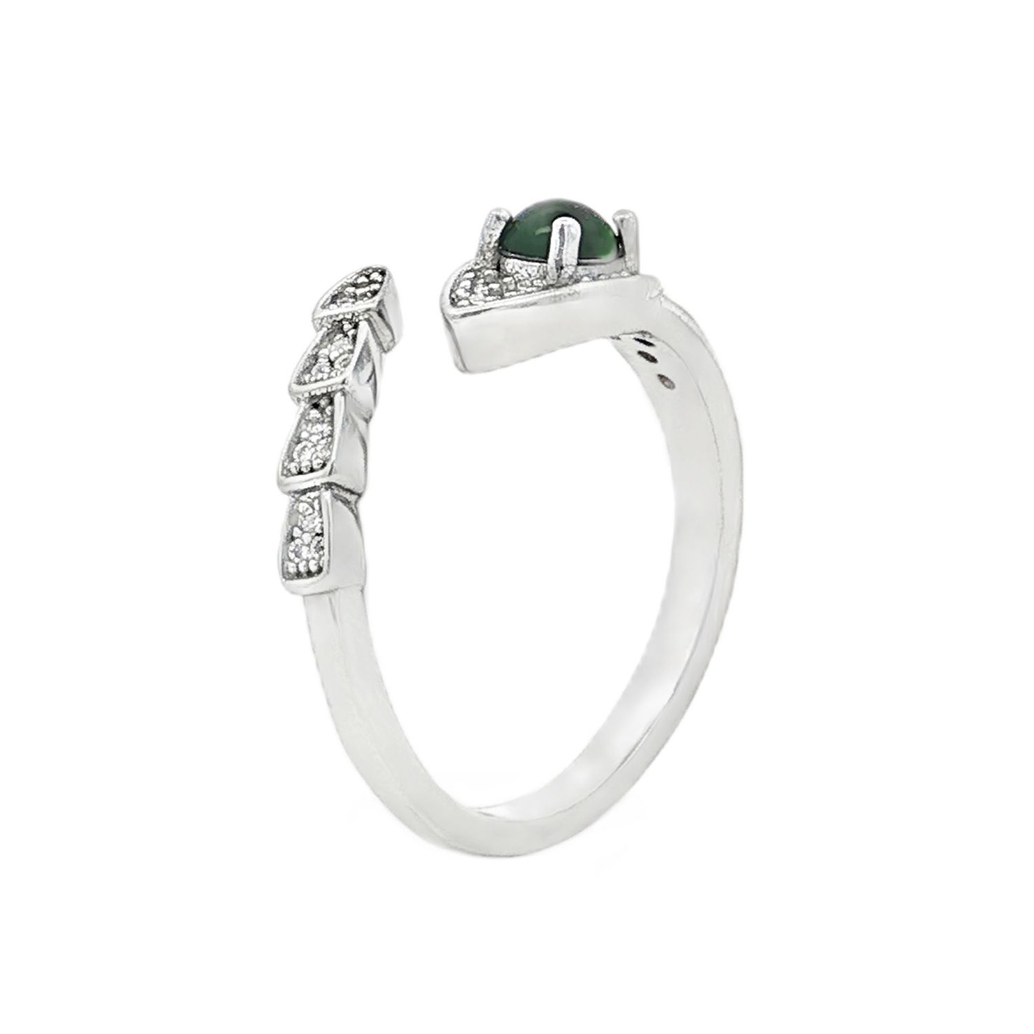 925 Silver Jadeite Cubic Zirconia Adjustable Ring DQFC0007