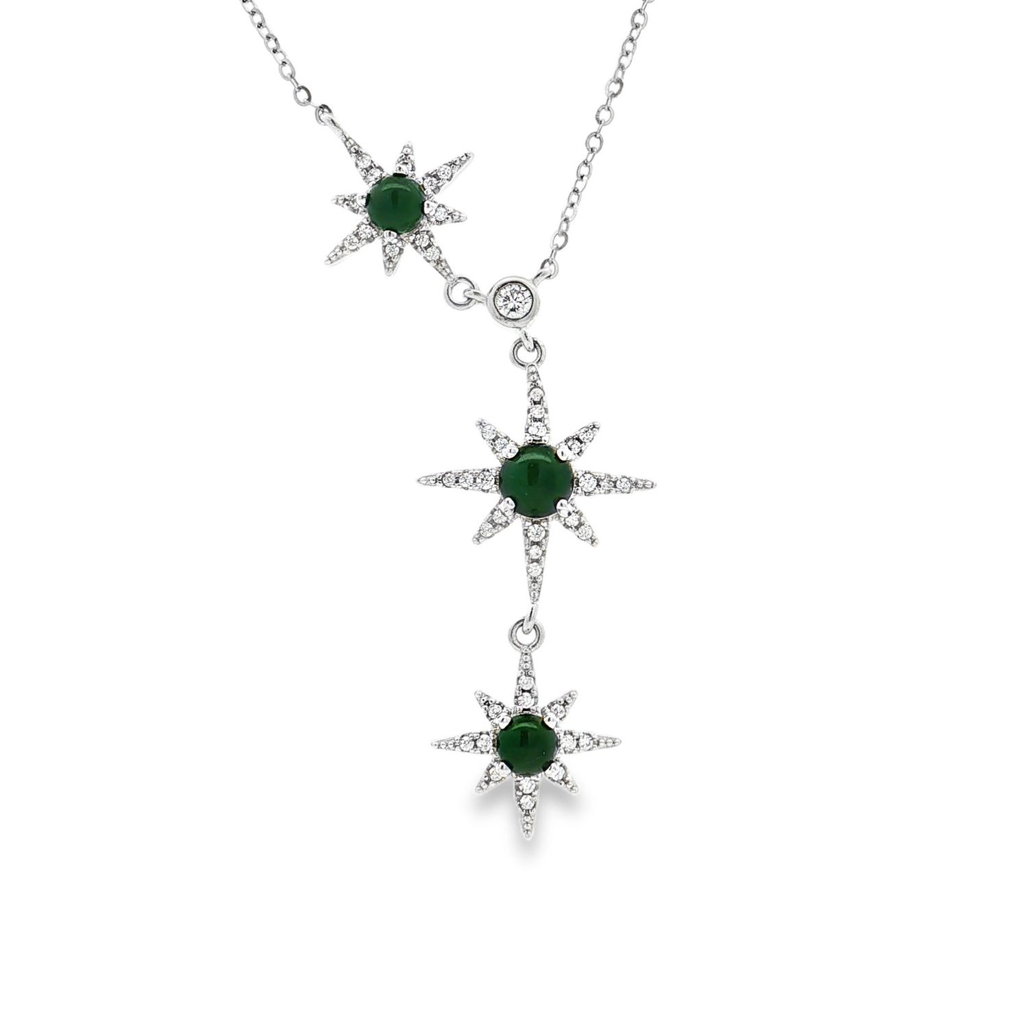 925 Silver Jadeite Cubic Zirconia Necklace DQFC0010