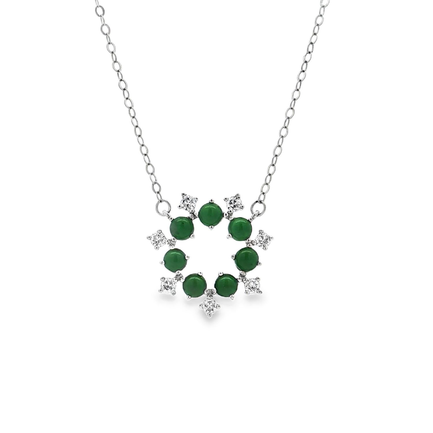 925 Silver Jadeite Cubic Zirconia Necklace DQFC0012