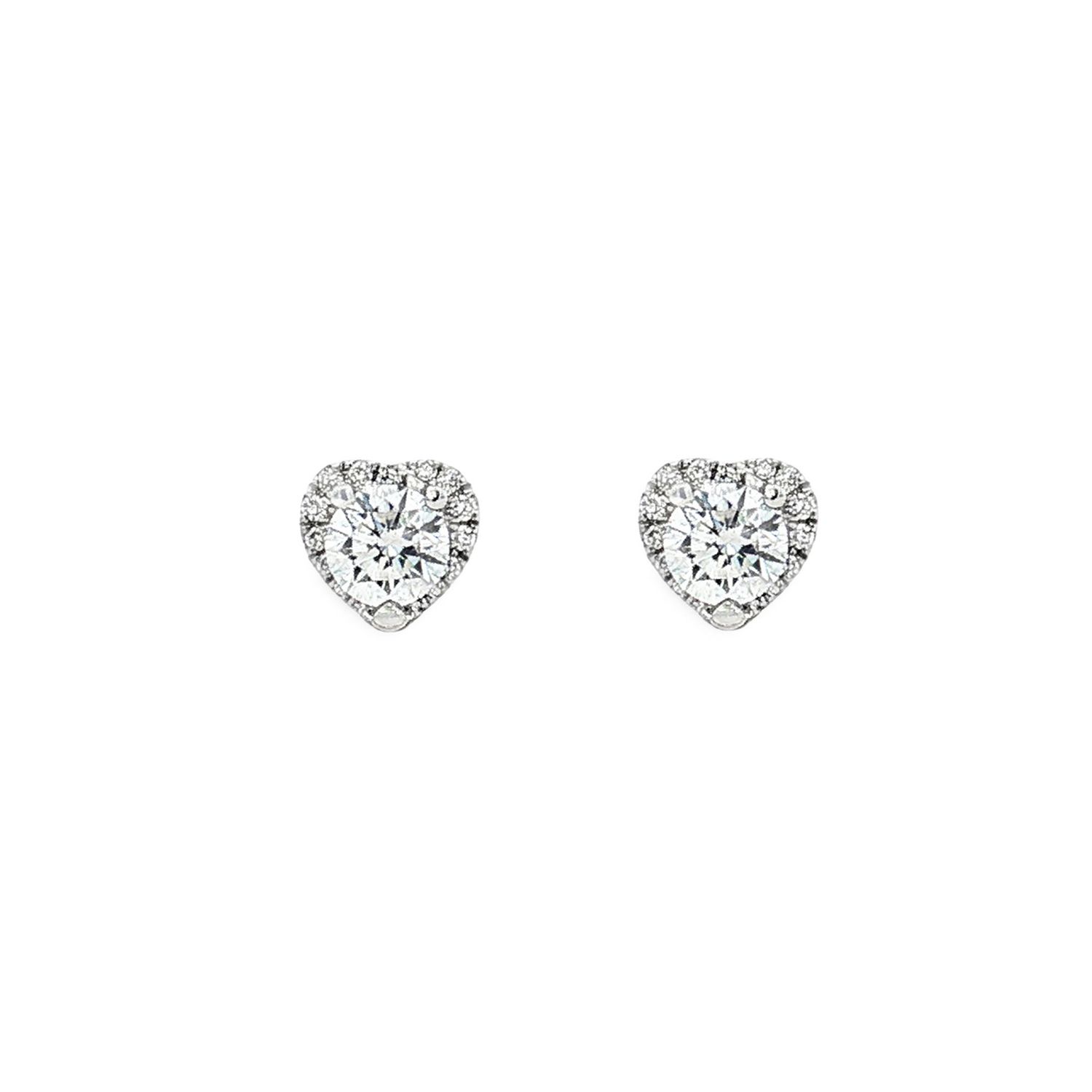 18K White Gold Natural And Lab Grown Diamond Heart-Shape Stud Earrings YSD0002