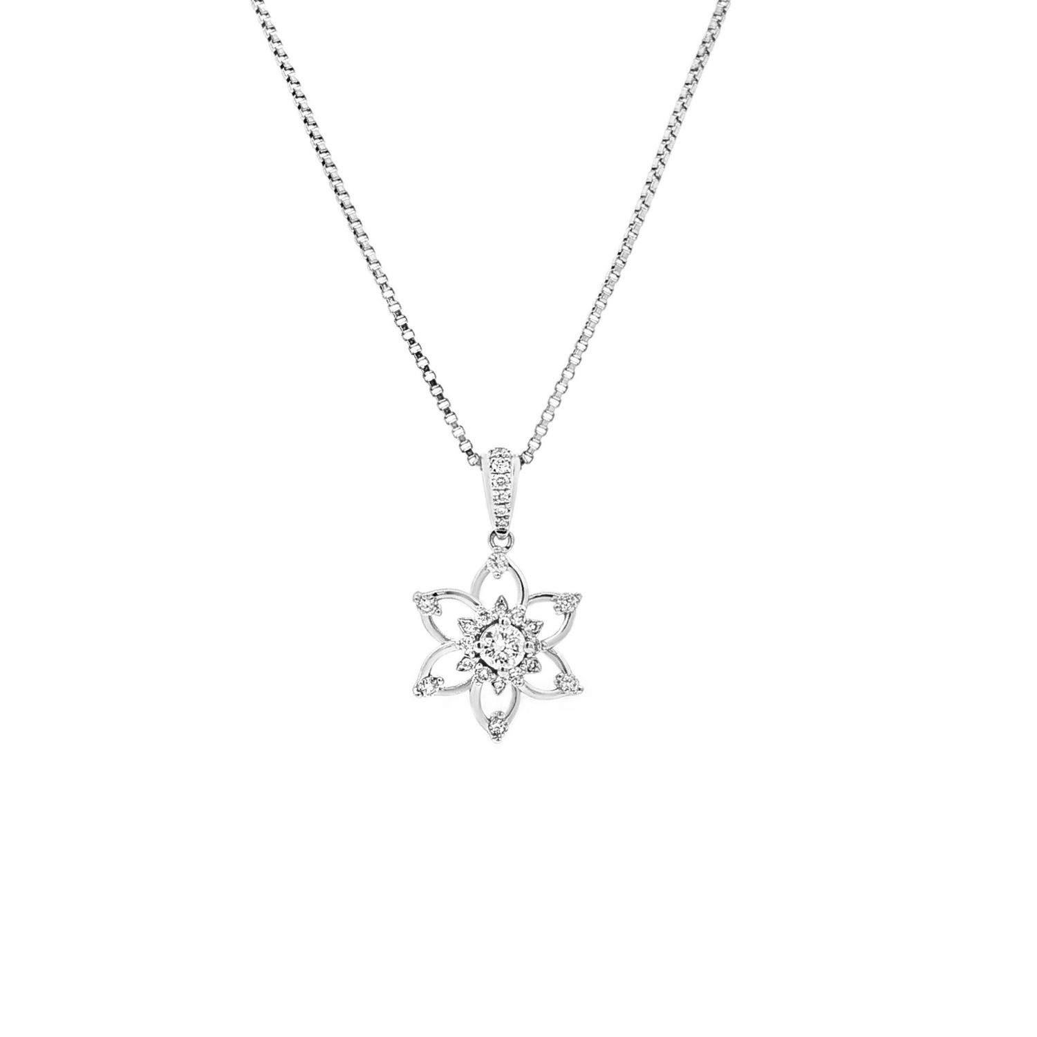 18K White Gold Natural Diamond Six-Petal flower Pendant YSD0008