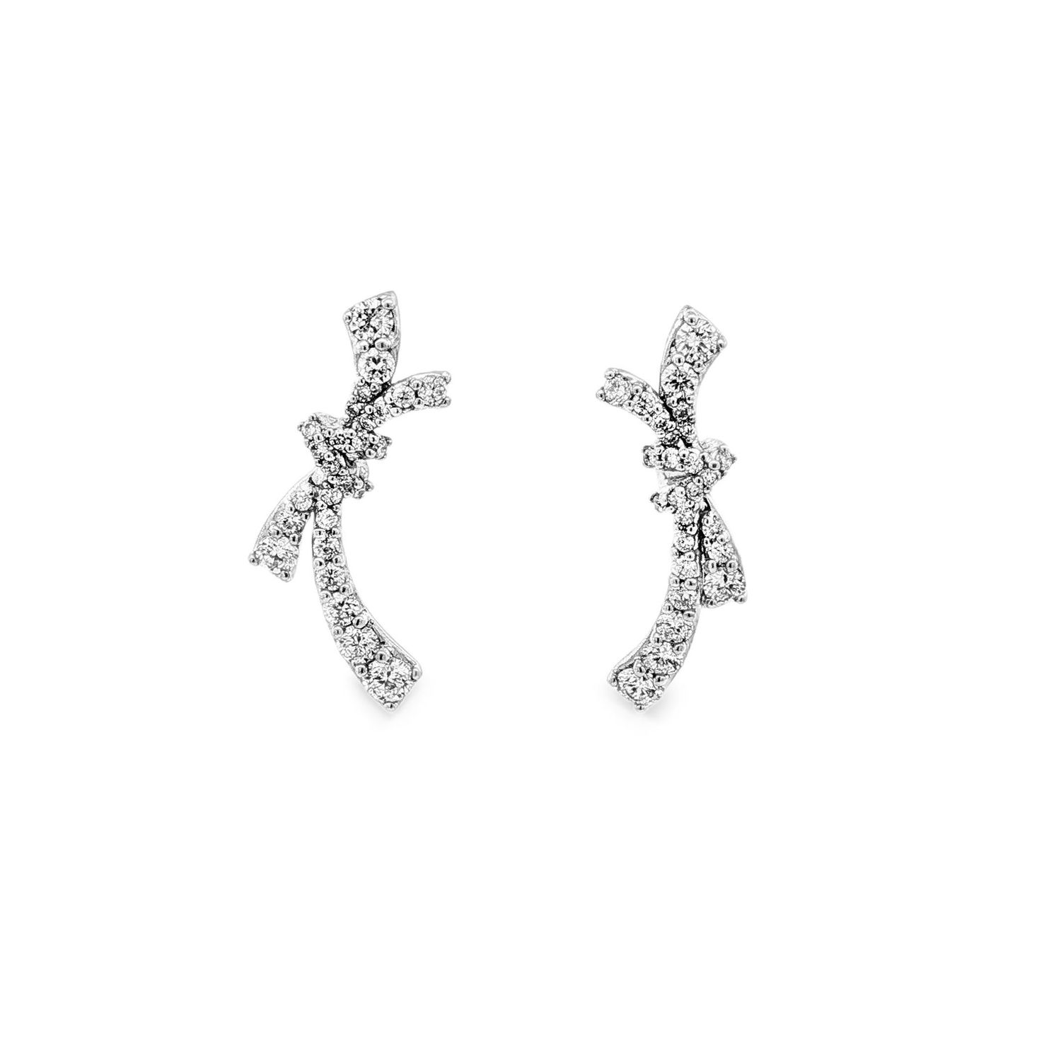 PT950 Platinum Lab Grown Diamond Ribbon Stud Earrings YSD0005