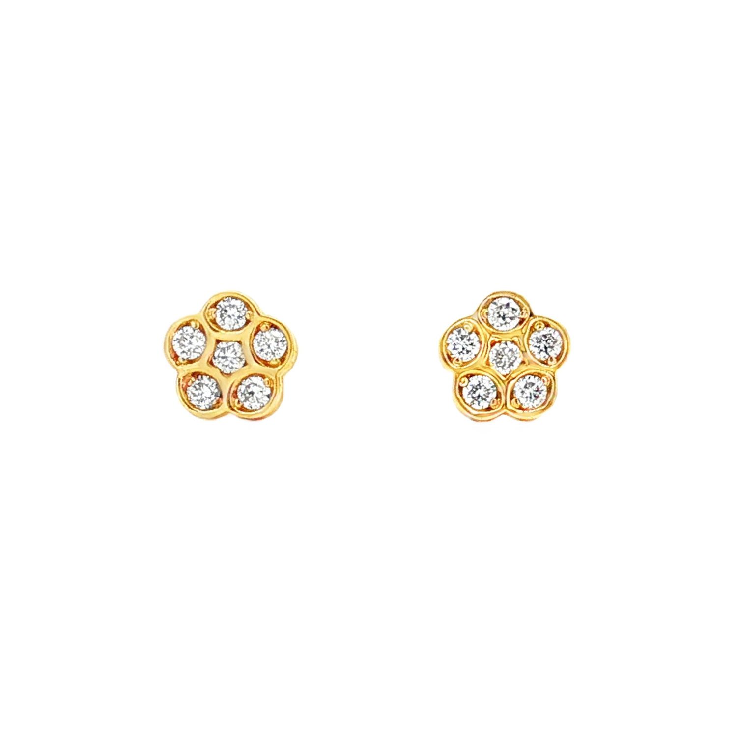 18K Yellow Gold Lab Grown Diamond Stud Earrings YSD0001