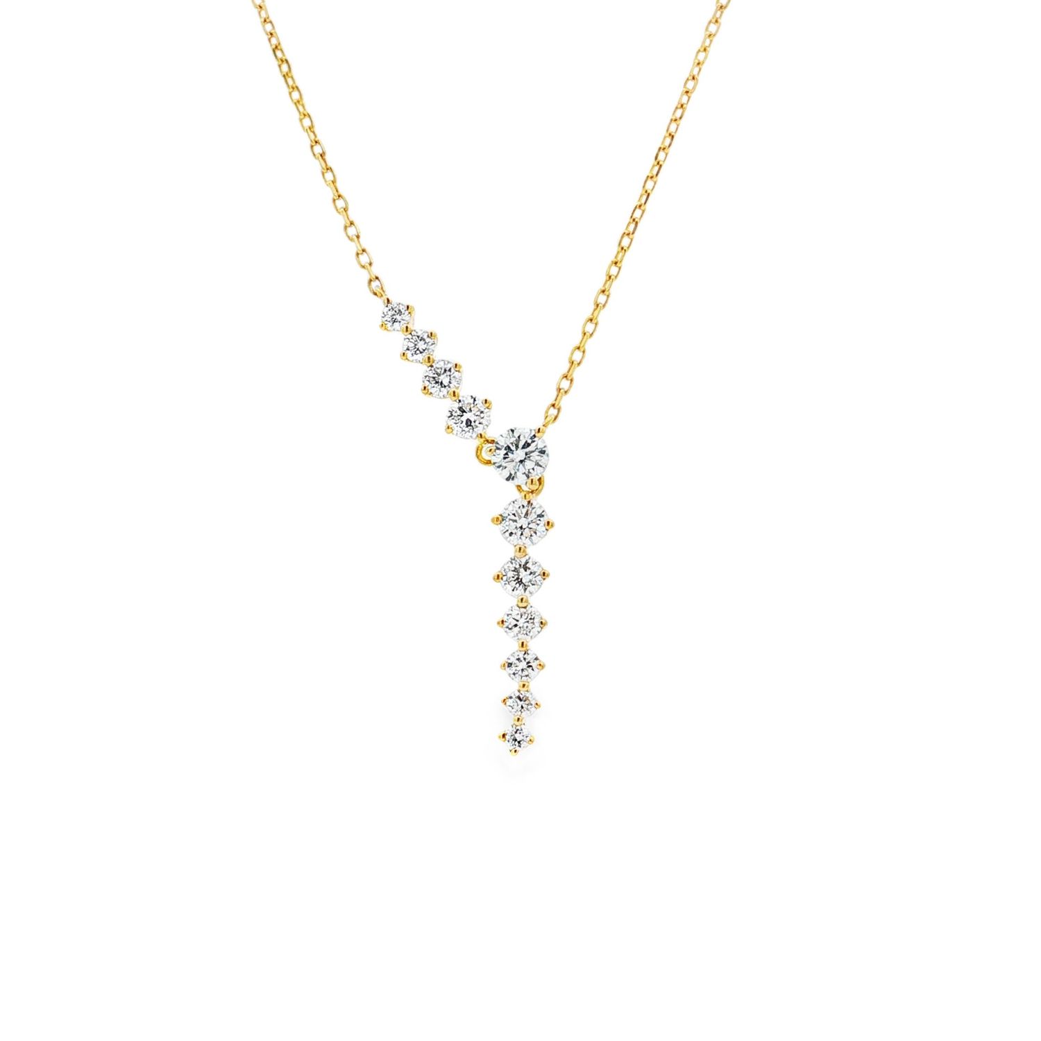 18K Yellow Gold Lab Grown Diamond Elegant Collarbone Necklace YSD0011