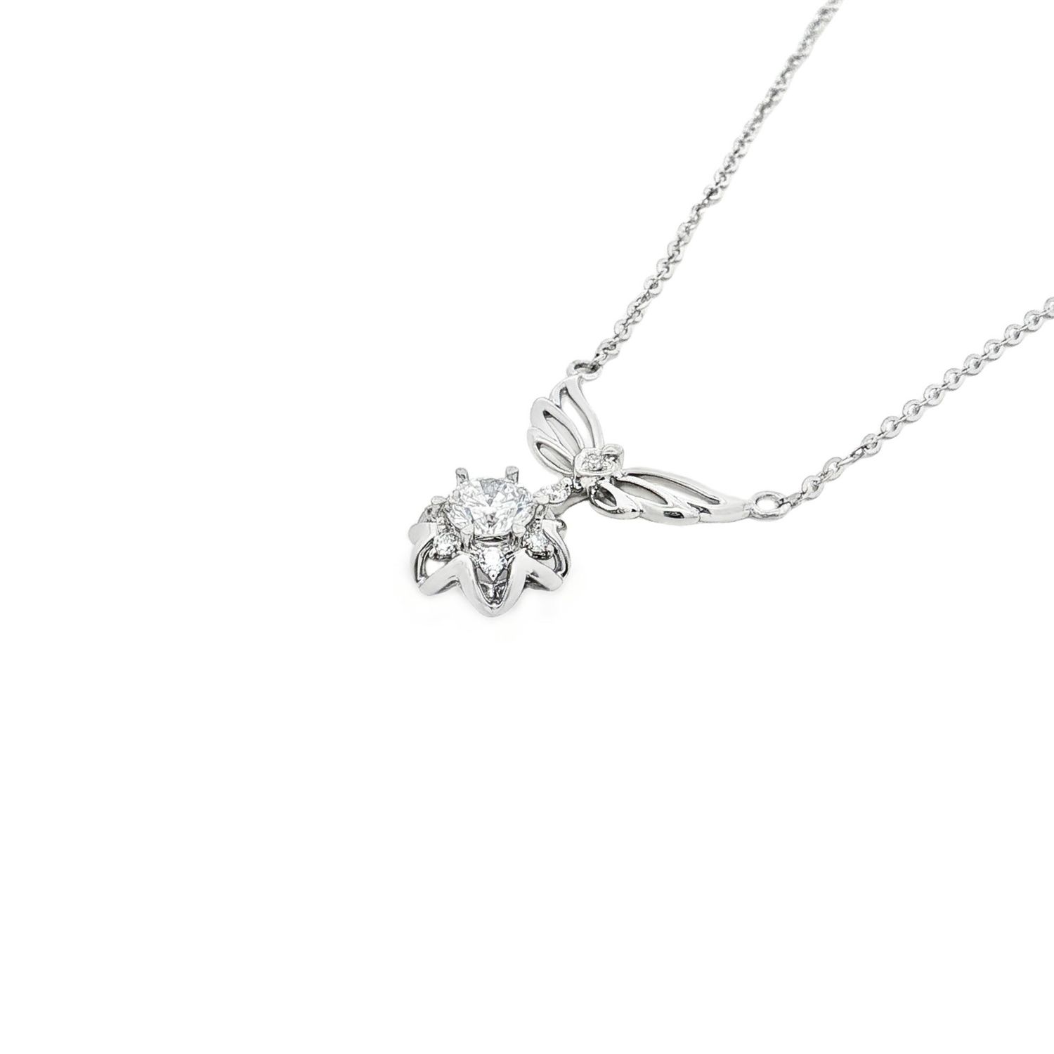 18K White Gold Natural And Lab Grown Diamond Elegant Collarbone Necklace YSD0016