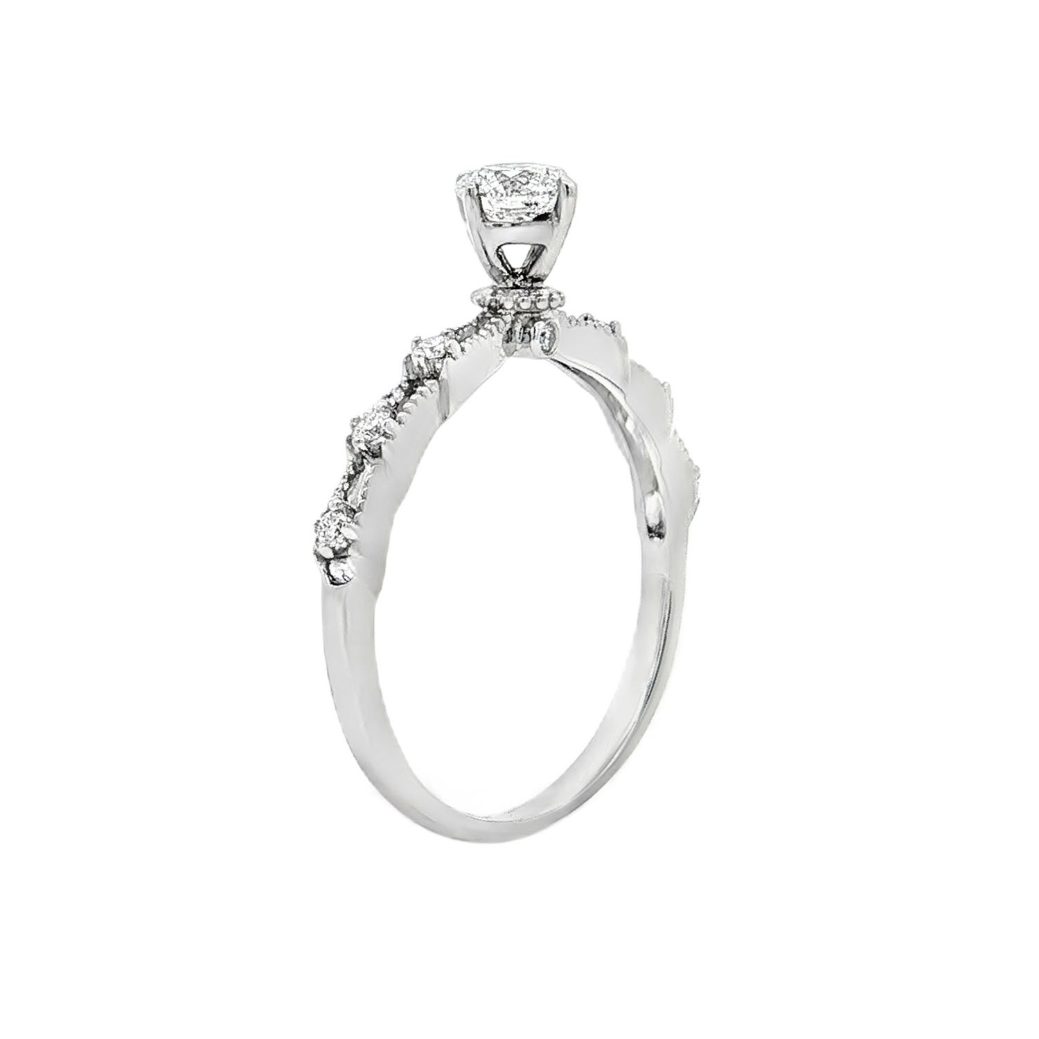 18K White Gold Natural Diamond Straight Shank Size 6.25# Engagement Ring YSD0018
