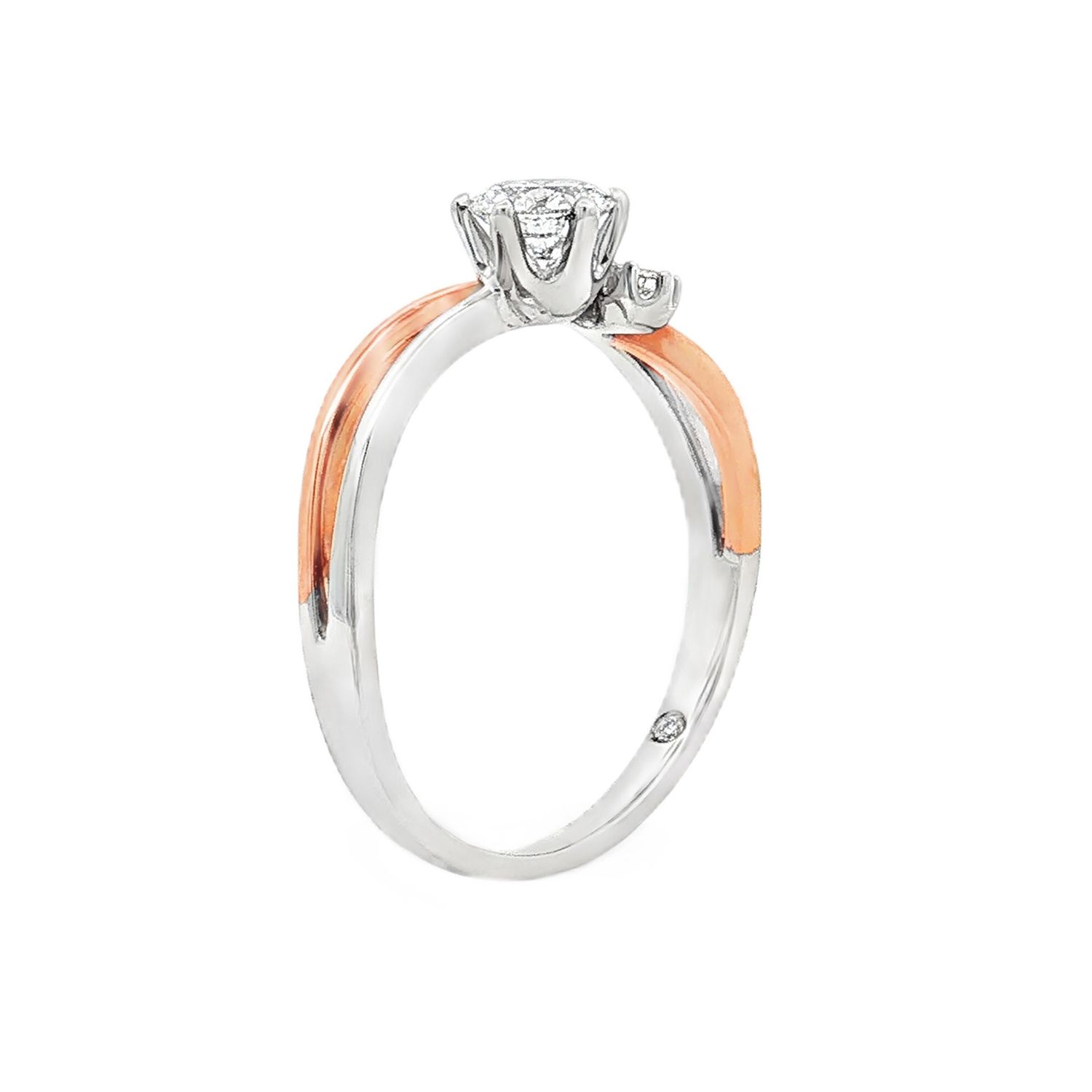18K Two-Tone White Rose Gold Natural Diamond Size 5.25# Engagement Ring YSD0019