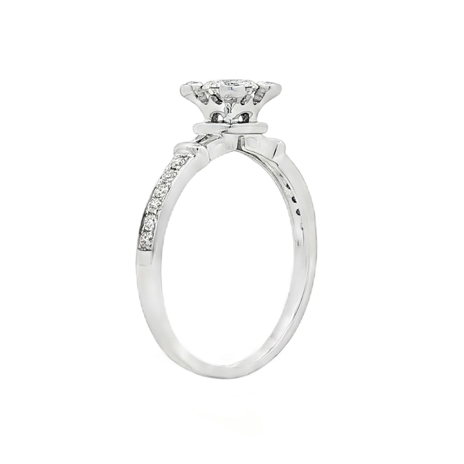 18K White Gold Natural Diamond Straight Shank Size 5.25# Engagement Ring YSD0017