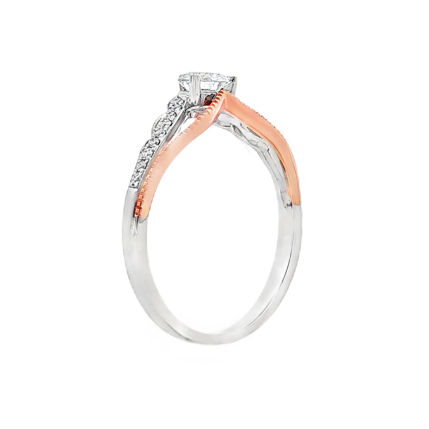 18K White Rose Gold Natural &amp; Lab Grown Diamond Size 6# Engagement Ring YSD0022