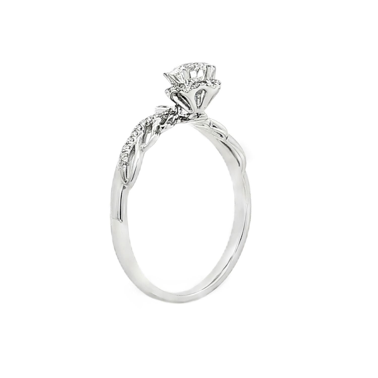 18K White Gold Natura Diamond Straight Shank Size 6.25# Engagement Ring YSD0020