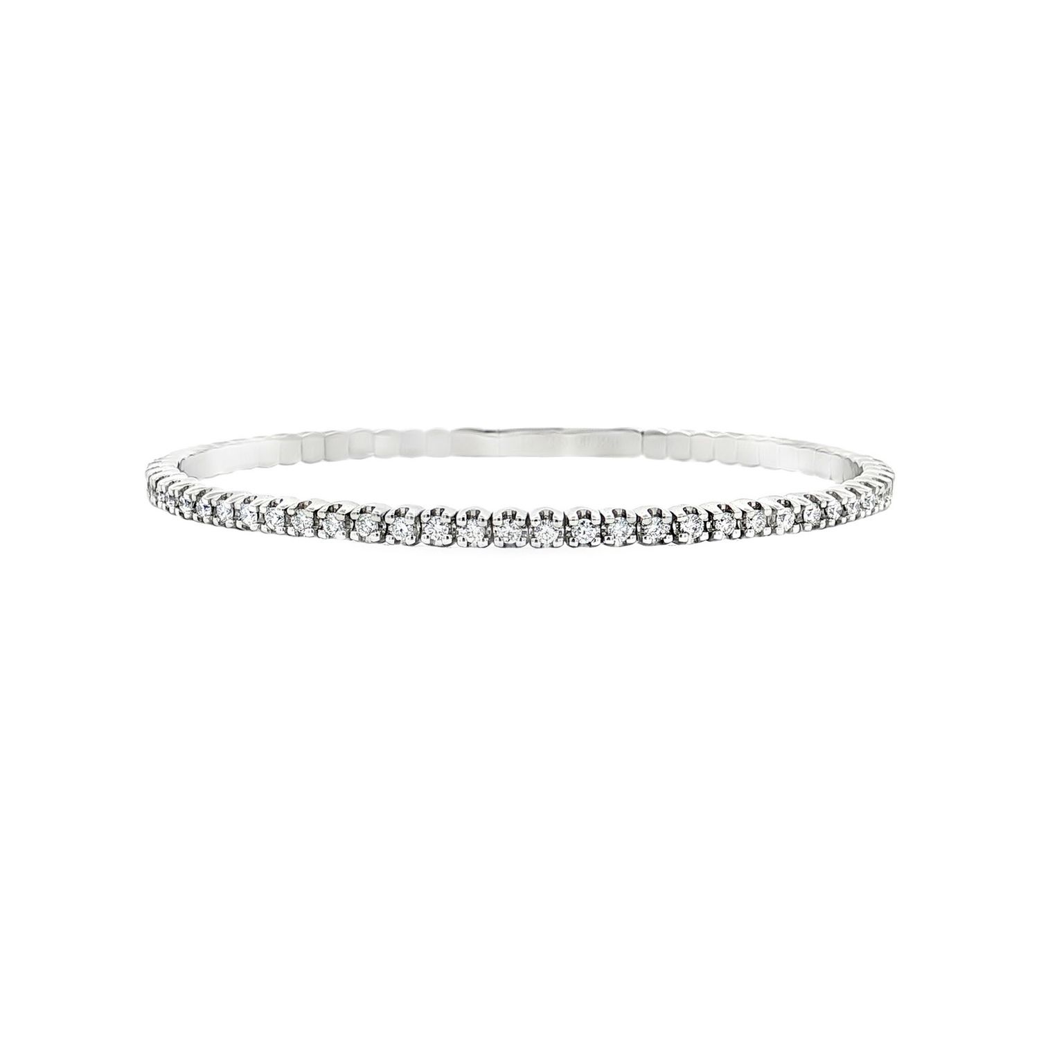 14K White/Yellow Gold Classic Lab Grown Round Diamond Bangle MZ2605, Colour: 14KW-9.1g-1.354ct-LG