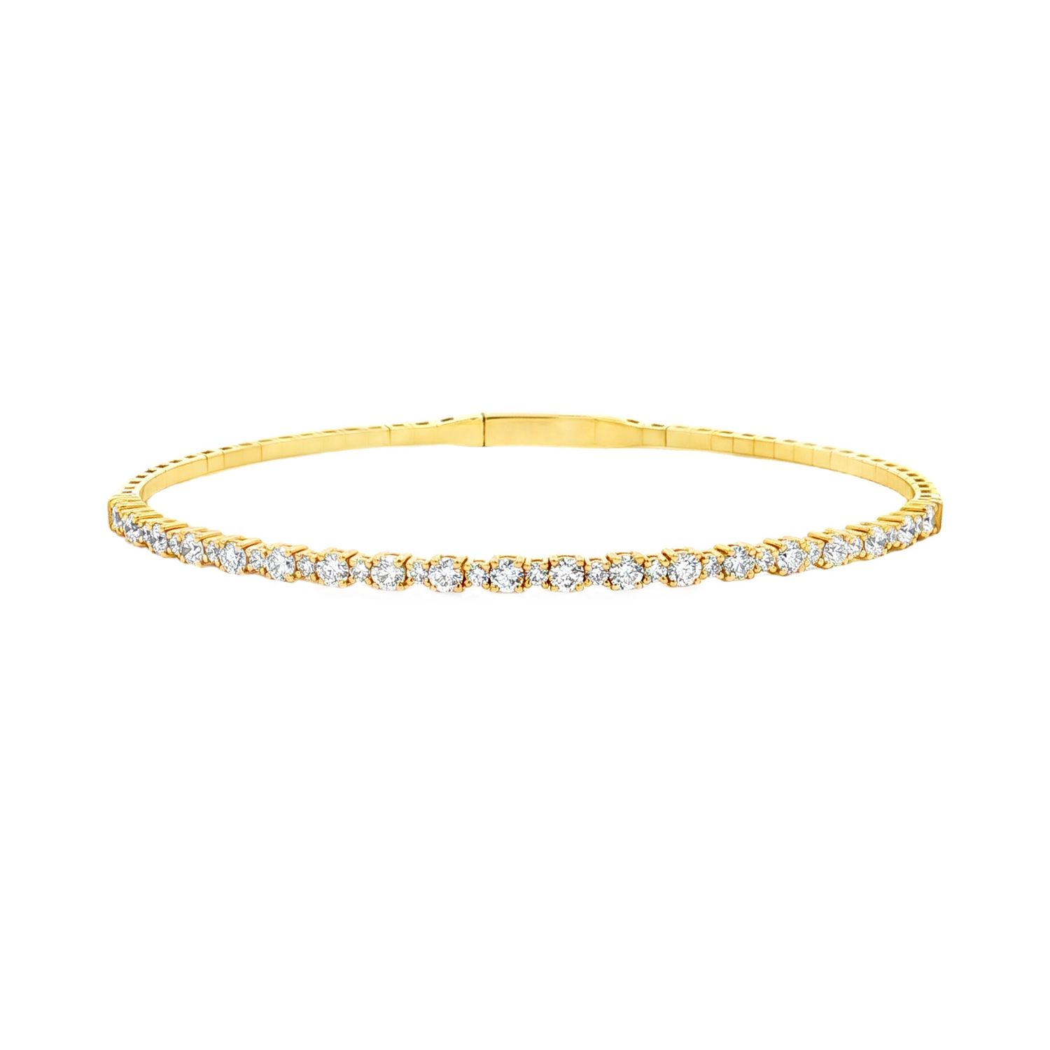 14K White/Yellow Gold Classic Lab Grown Round Diamond Bangle MZ2607, Colour: 14KY-5.25g-1.093ct-LG