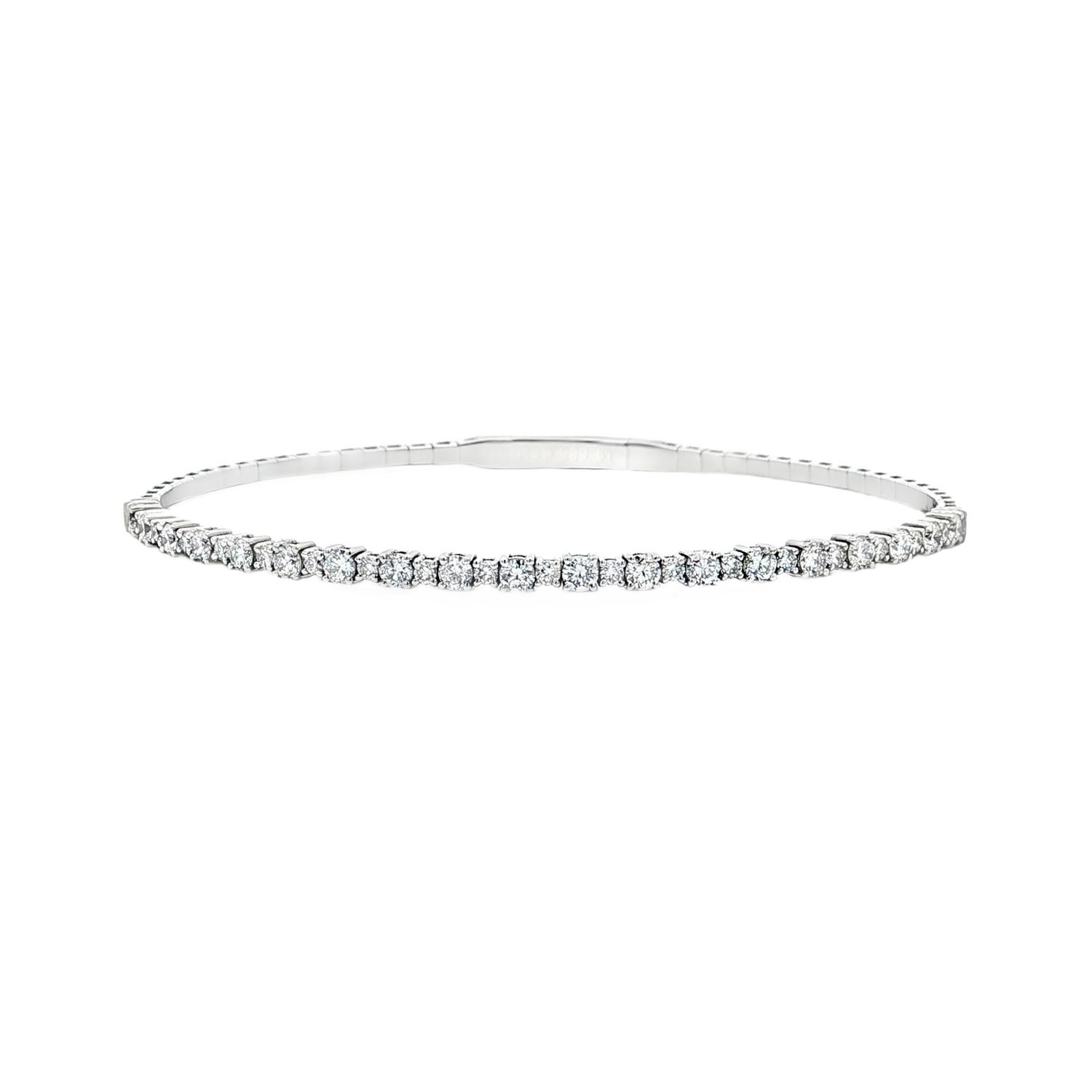 14K White Gold Classic Lab Grown Round Diamond Bangle MZ2607, Colour: 14KW-5.34g-1.165ct-LG