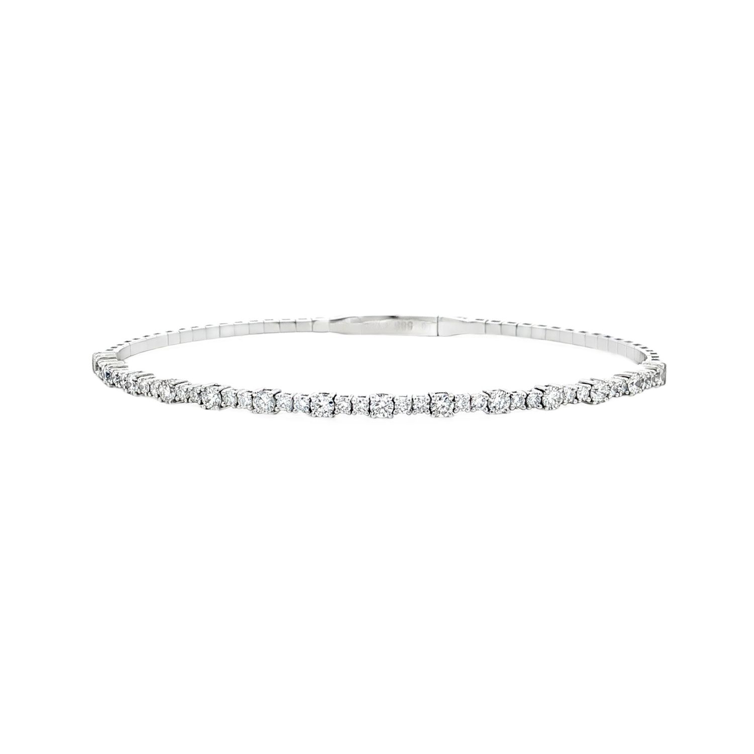 14K White/Yellow Gold Classic Lab Grown Round Diamond Bangle MZ2606, Colour: 14KW-5.36g-1.088ct-LG