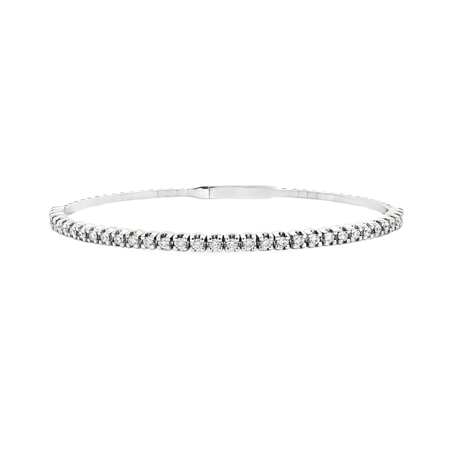 14K White/Yellow Gold Classic Lab Grown Round Diamond Bangle MZ2608, Colour: 14KW-7.24g-0.684ct-LG