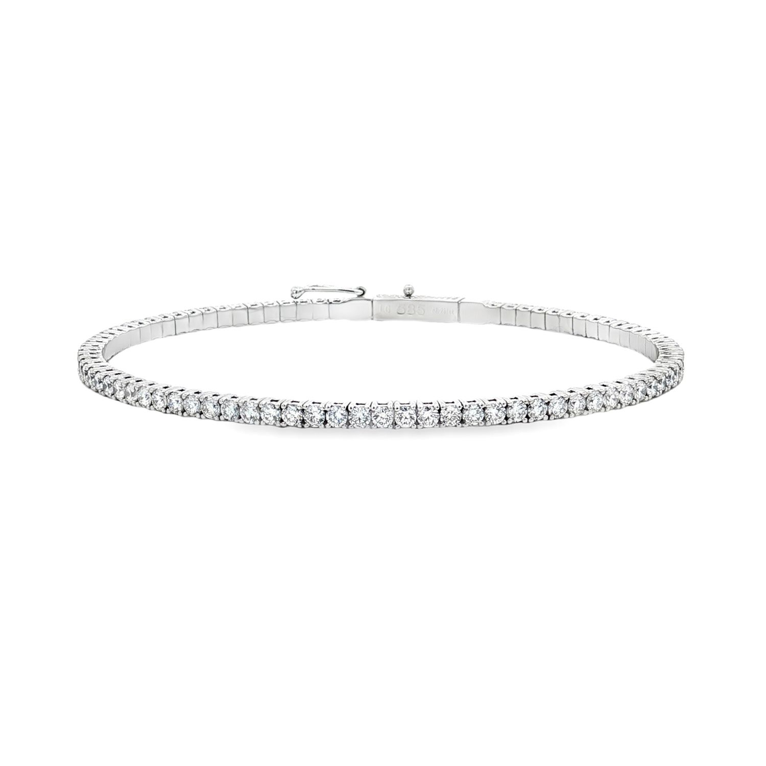 14K White/Yellow Gold Classic Lab Grown Round Diamond Bangle MZ2609, Colour: 14KW-6.19g-2.299ct-LG