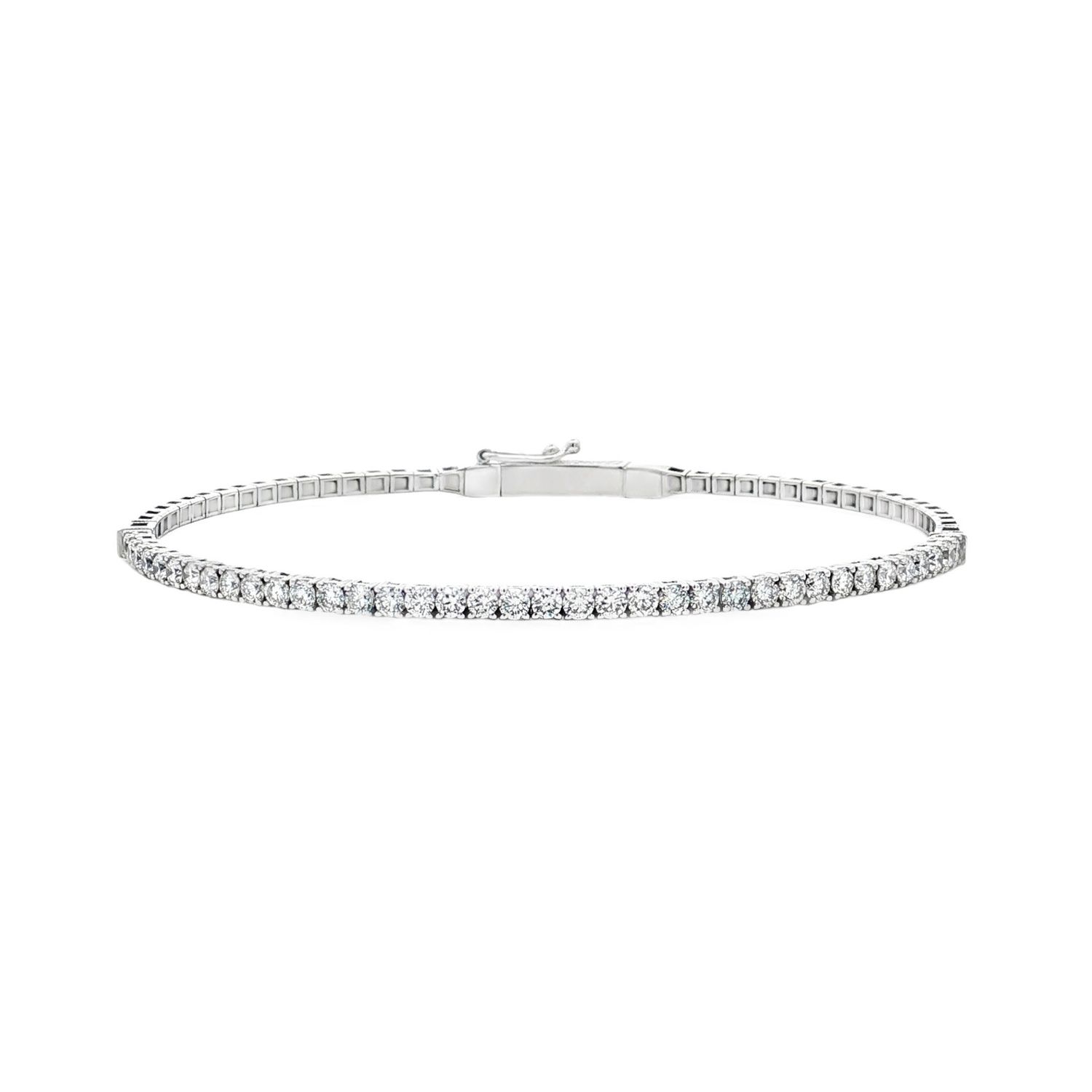14K White Gold Classic Lab Grown Round Diamond Bangle MZ2611, Colour: 14KW-5.03g-1.122ct-LG