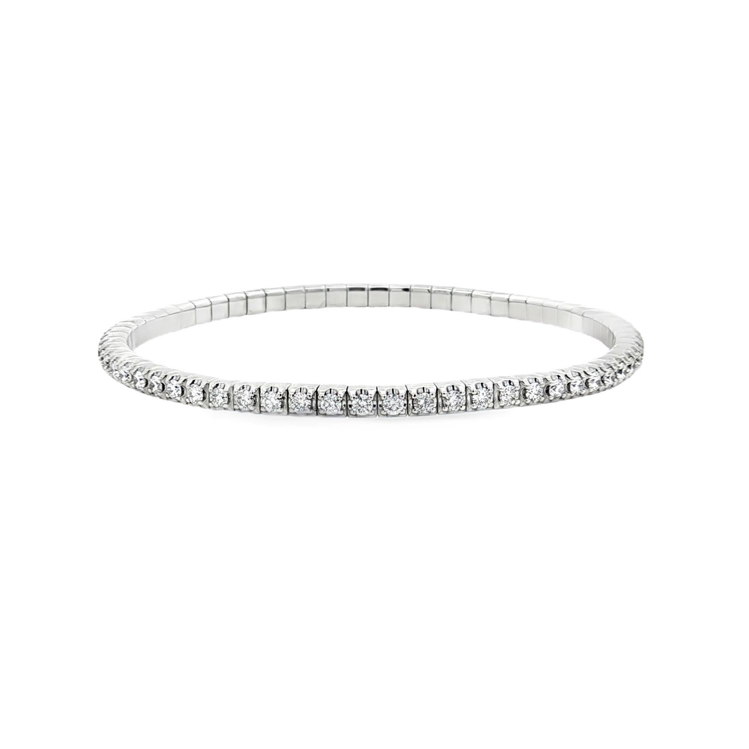 14K White/Yellow Gold Classic Lab Grown Round Diamond Bangle MZ2613, Colour: 14KW-8.84g-1.823ct-LG