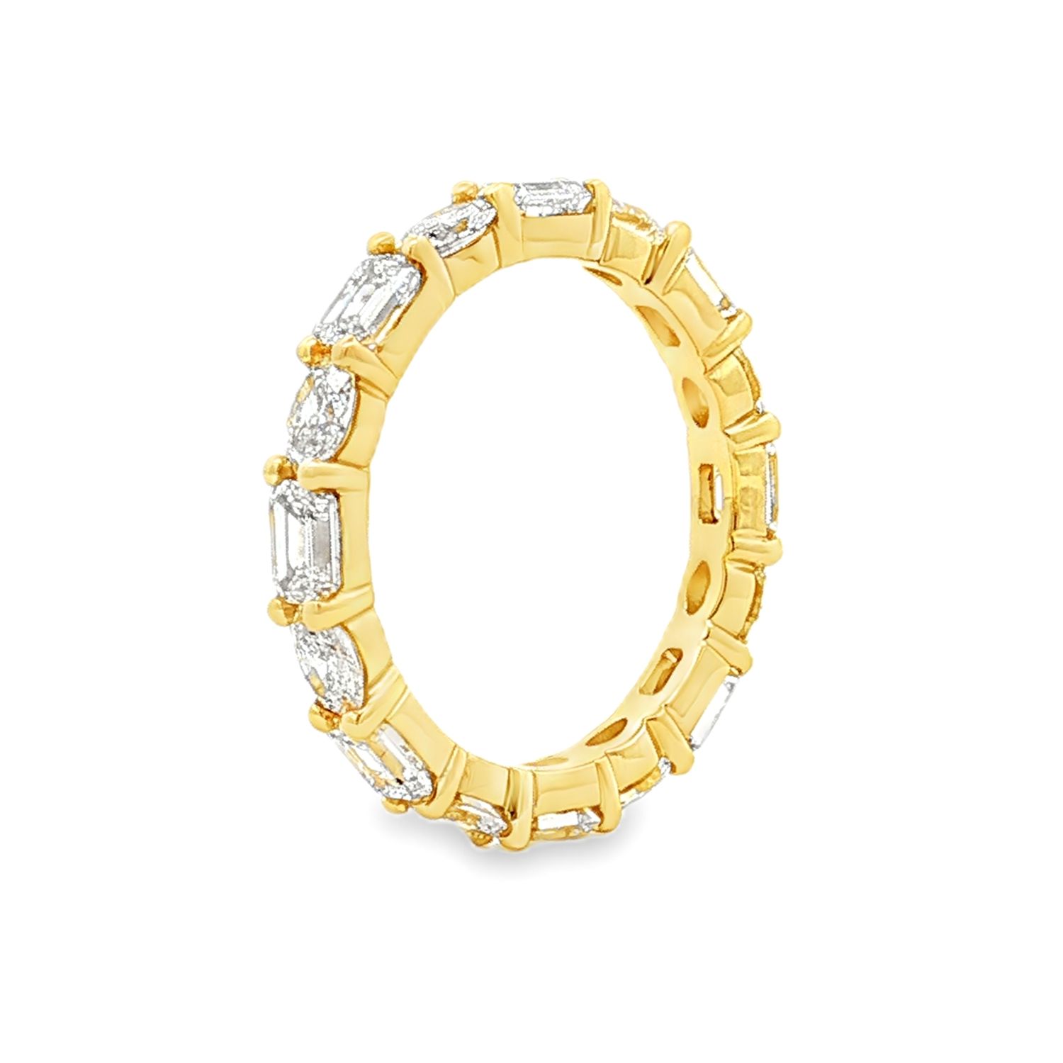 14K White/Yellow Gold Lab Grown Emerald And Oval Diamond Eternity Band MZ30013, Colour: 14KY-2.77g-2.763ct