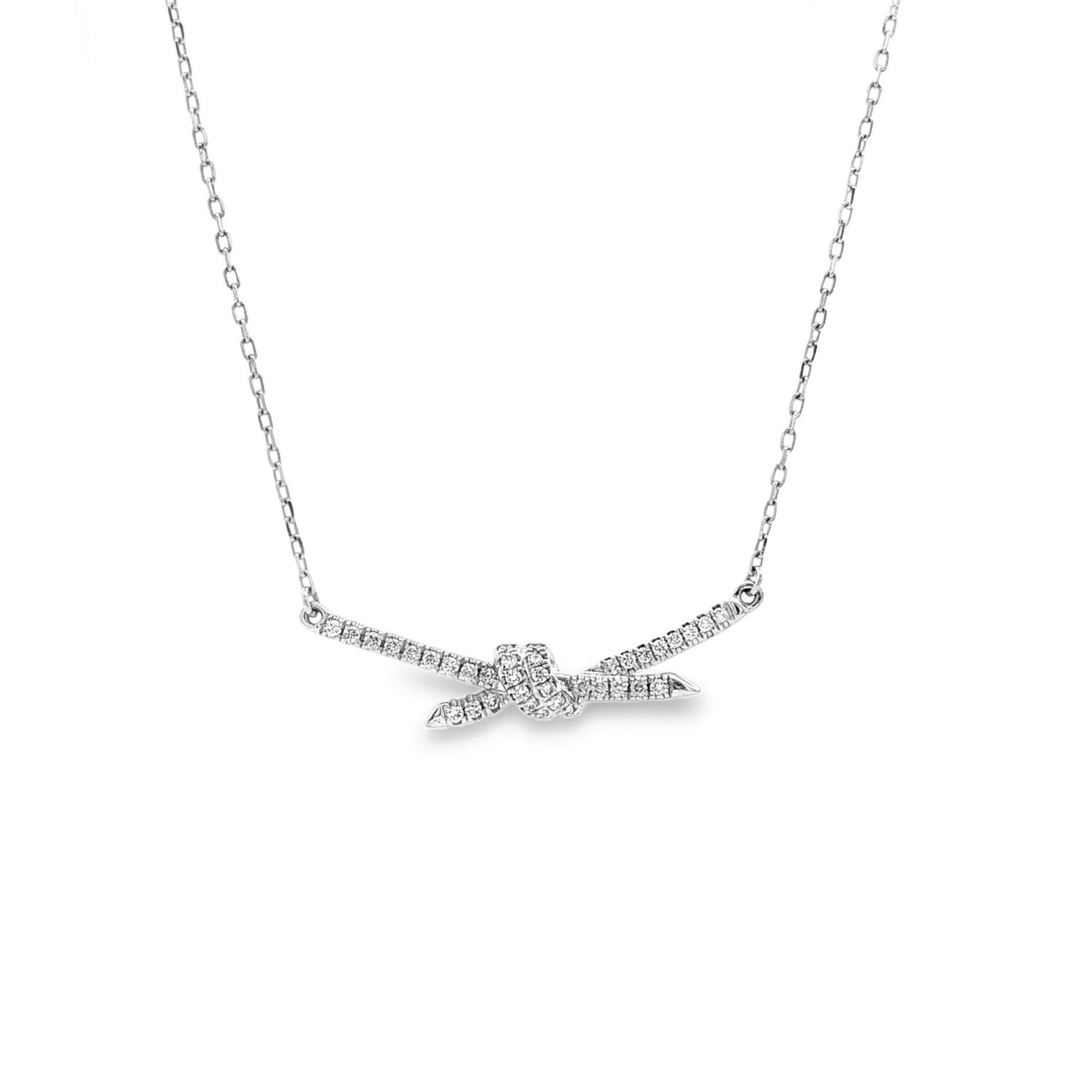 PT950 Platinum Lab Grown Diamond Love Knot Necklace LF0013