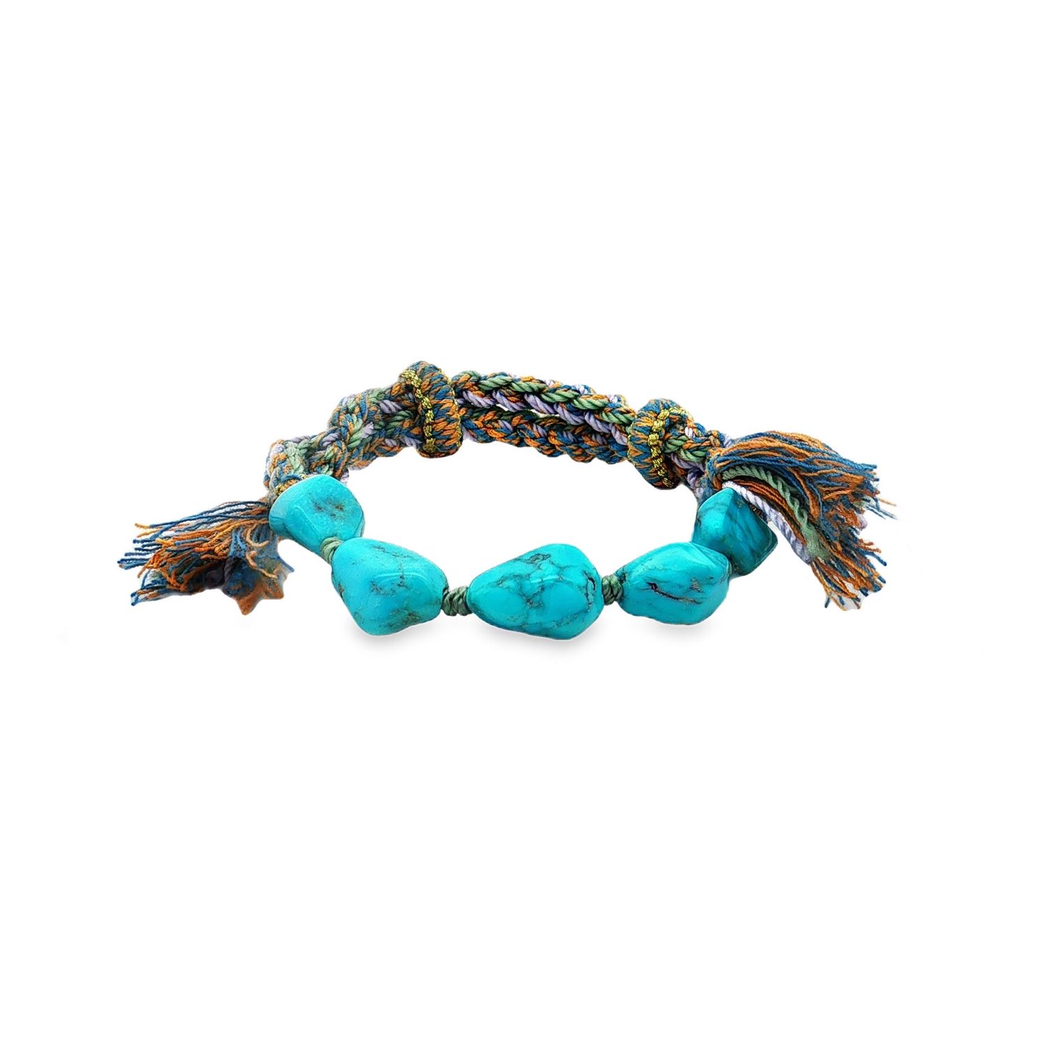 Bohemian Natural Sky Blue Turquoise Handwoven Adjustable Bracelet LYF0010